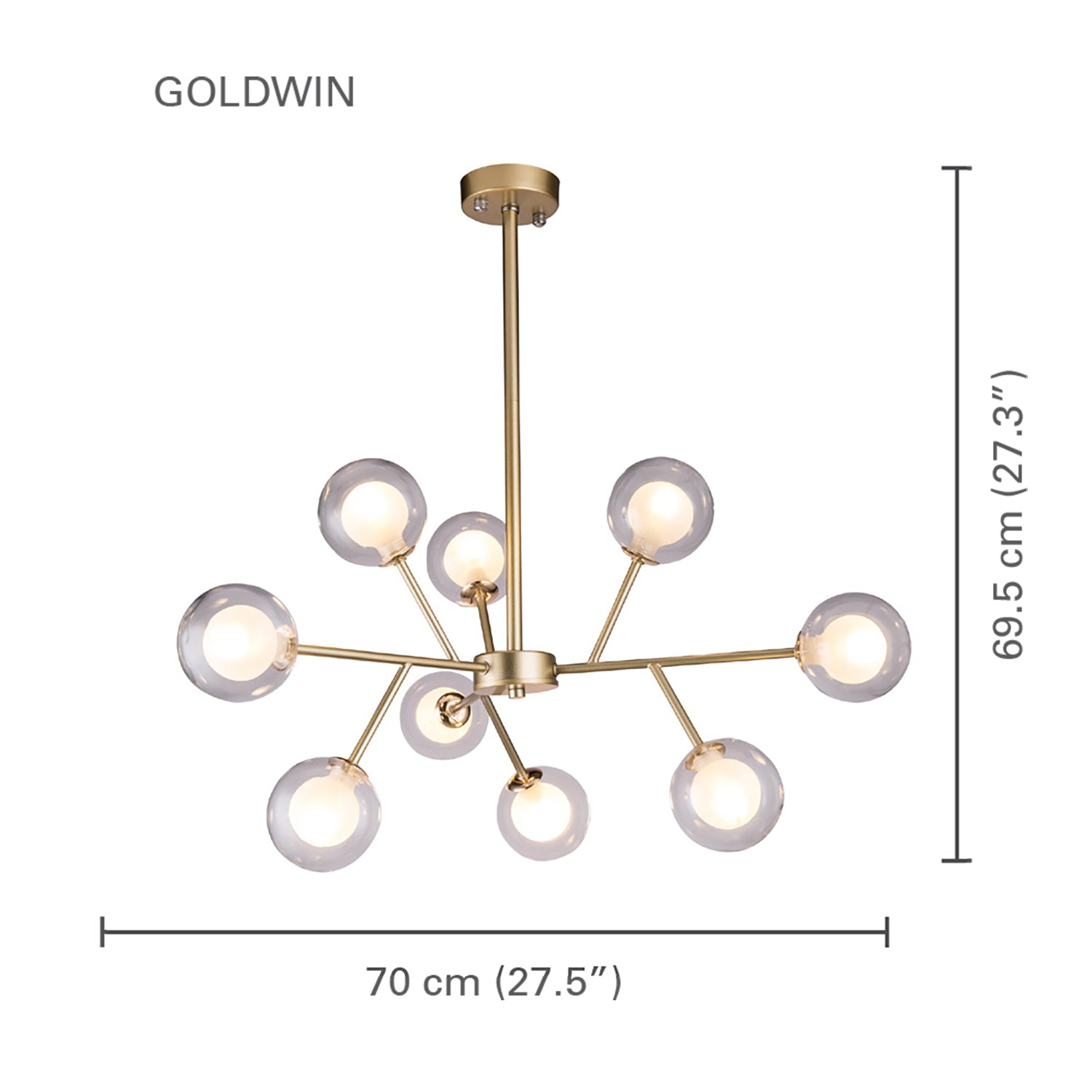 Xtricity - Pendant Light, Width 27.5 '', From the Goldwin Collection, Gold