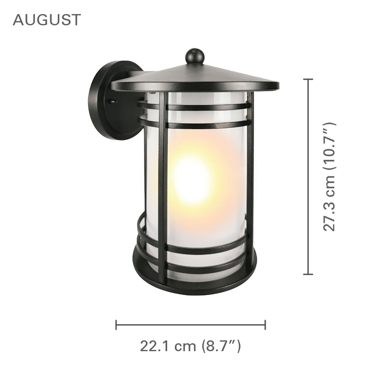 Xtricity - Outdoor Wall Light, 10.74 '' Height, August Collection, Black
