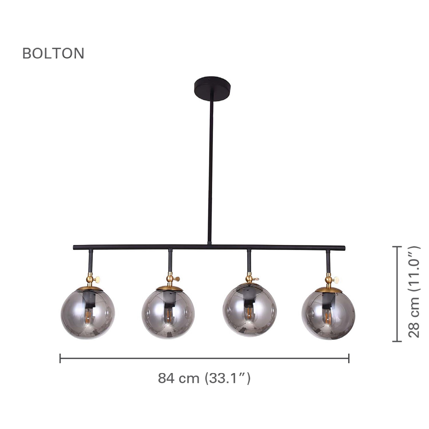 Xtricity - 4 Head Pendant Lights, 11 '' Height, From Bolton Collection, Black
