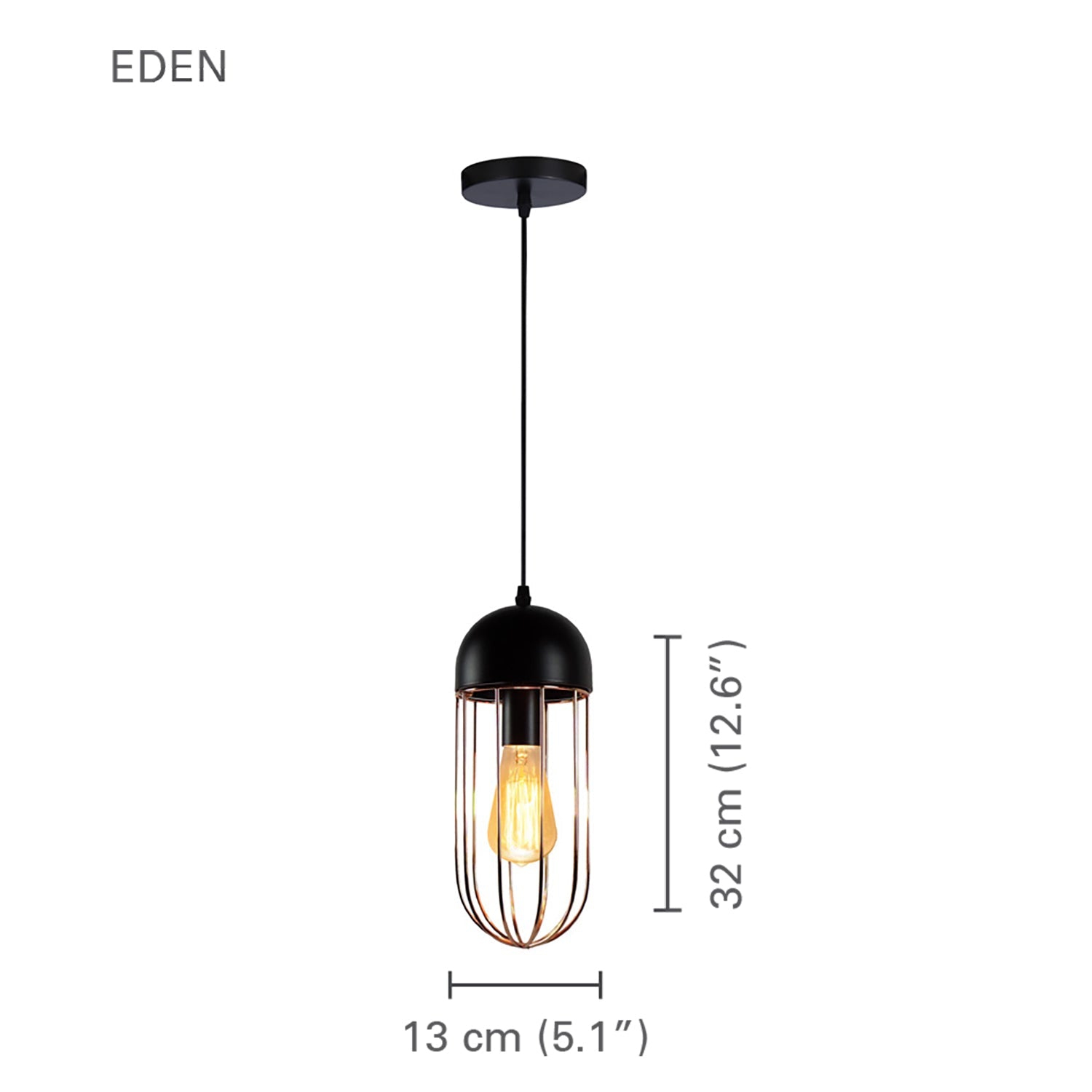 Xtricity - Pendant Light, 5.1 '' Width, From Eden Collection, Black