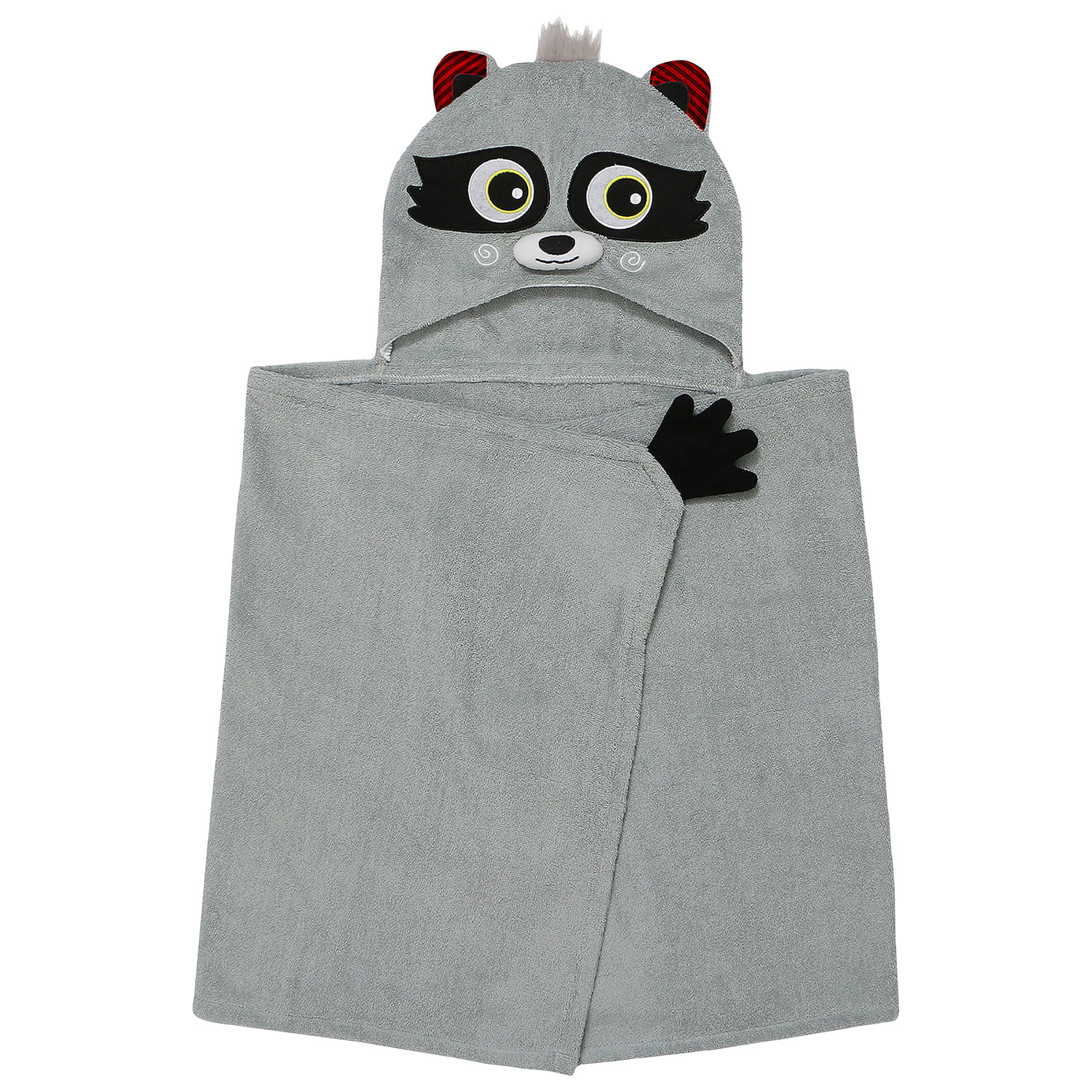 Zoocchini Kids Plush Terry Hooded Bath Towel - 2 Years+ - Raccoon