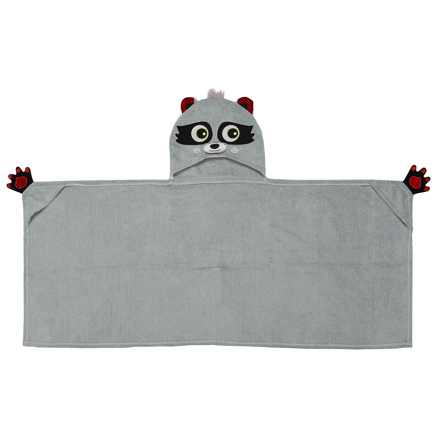 Zoocchini Kids Plush Terry Hooded Bath Towel - 2 Years+ - Raccoon