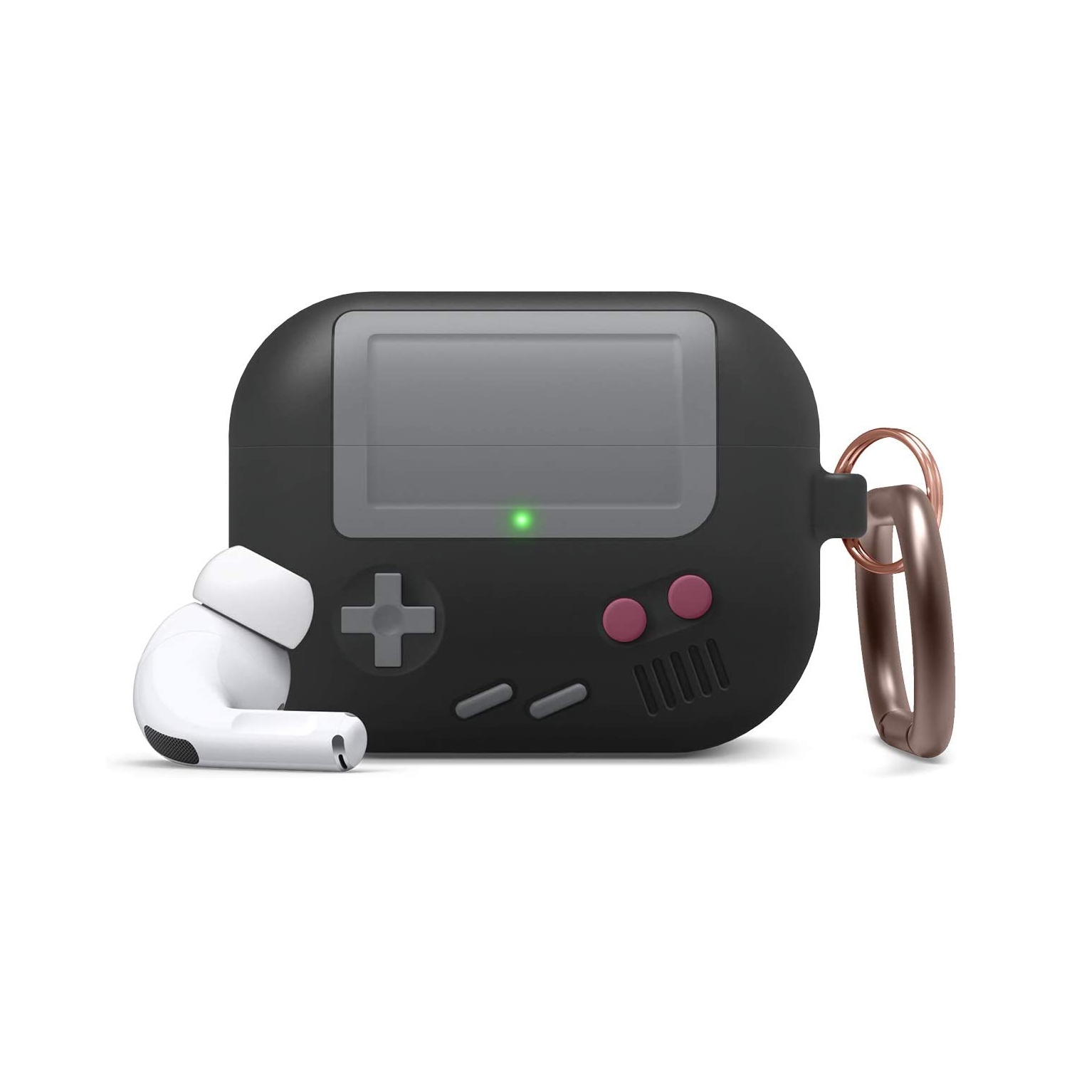elago AW5 Compatible with Airpods Pro Case, Classic Handheld Game Console Design Protective Case with Keychain [US Patent Registered] [Black]