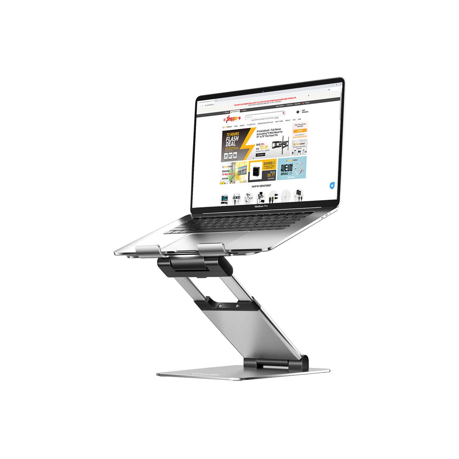 PrimeCables Aluminum Laptop Stand Height Adjustable for 10-17 inch Laptops/Tablets Sit-Stand Desk Holder Ergonomic Notebook Riser