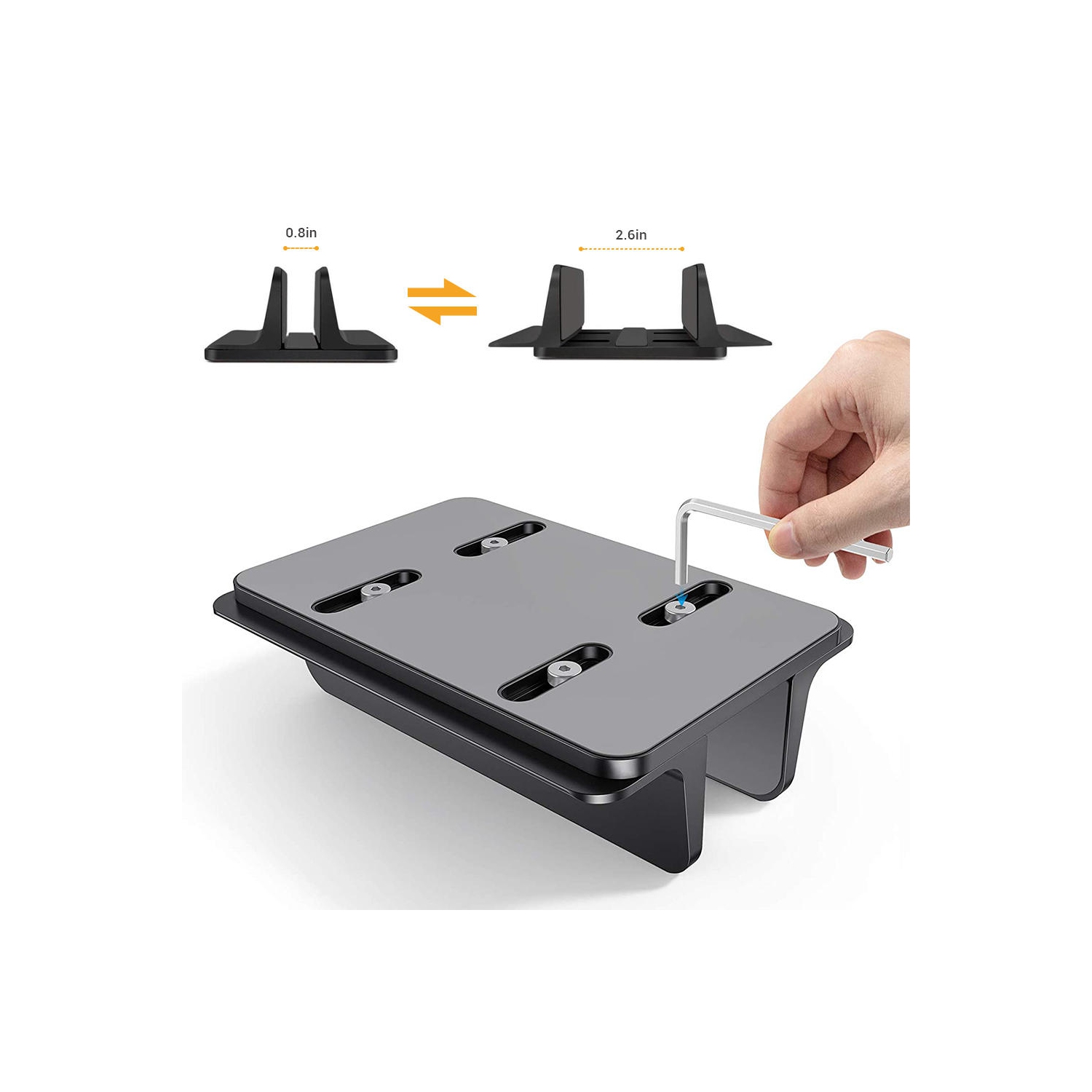 Vertical Laptop Stand, Adjustable Size Desktop Aluminum MacBook Stand Dock Holder with Dell Surface Gaming Laptops