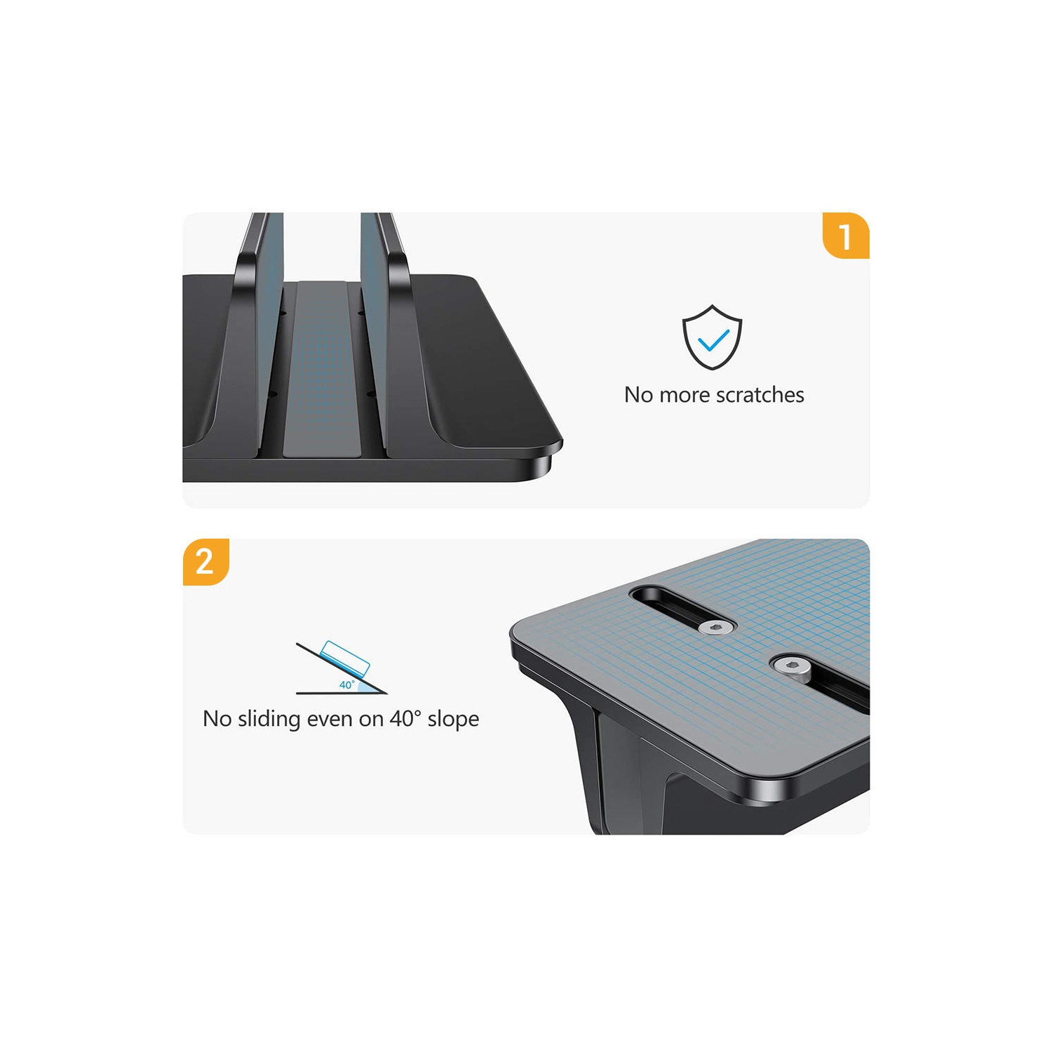 Vertical Laptop Stand, Adjustable Size Desktop Aluminum MacBook Stand Dock Holder with Dell Surface Gaming Laptops