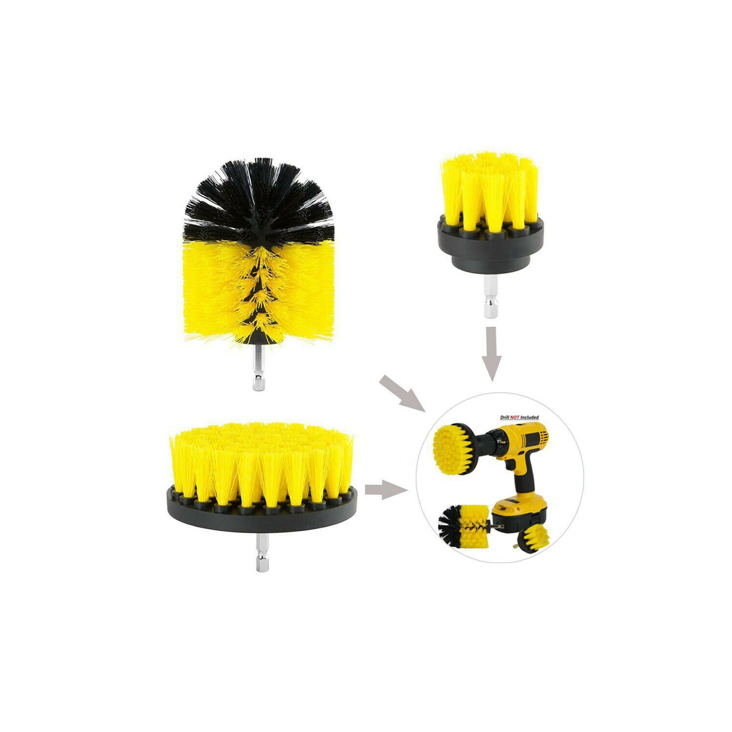 3 Pcs Set: 1 x 4 inch Drill Brush , 1 x 3.5 inch Wheel Brush , 1 x 2.5 inch Detailing Brush . If these Detailing Brush Set don't live up to your expectations, please let us know