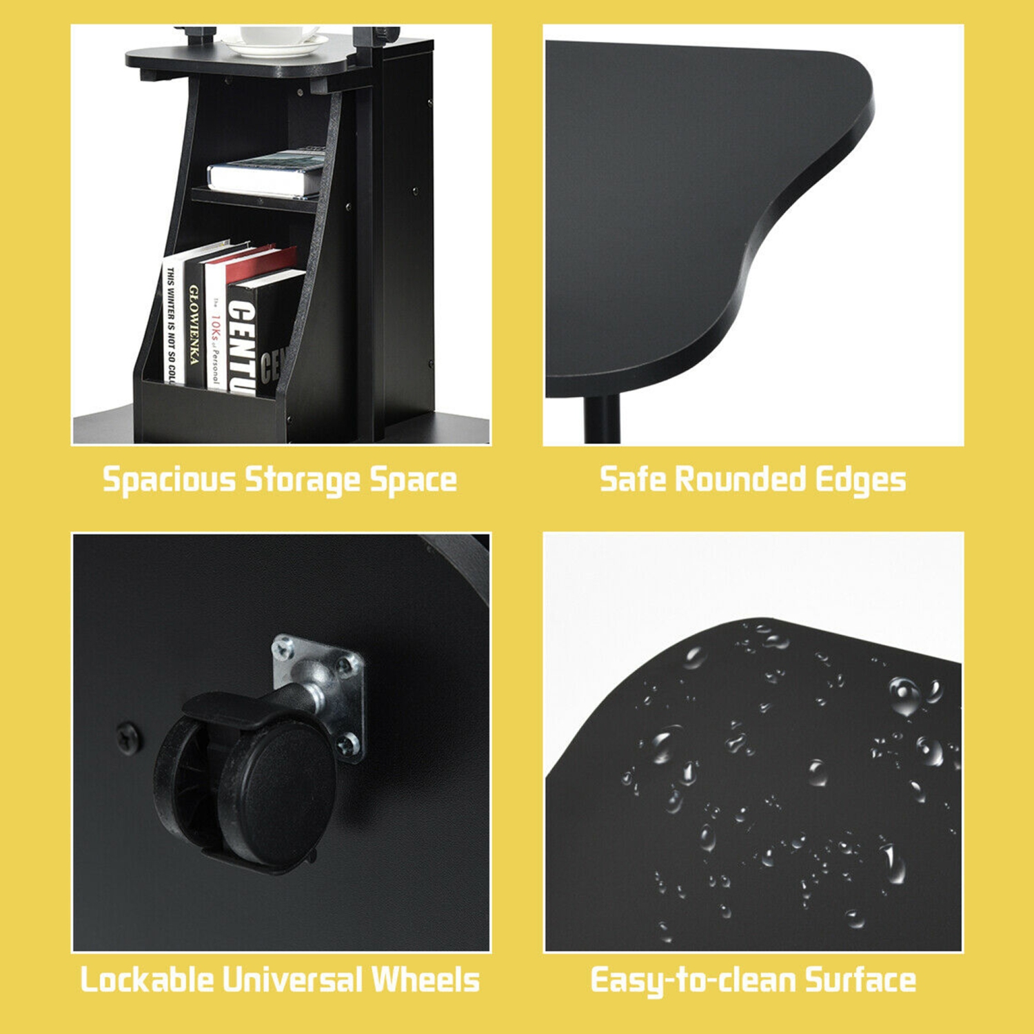 Gymax Set of 2 Sit-to-Stand Laptop Desk Cart Rolling Mobile Height Adjustable