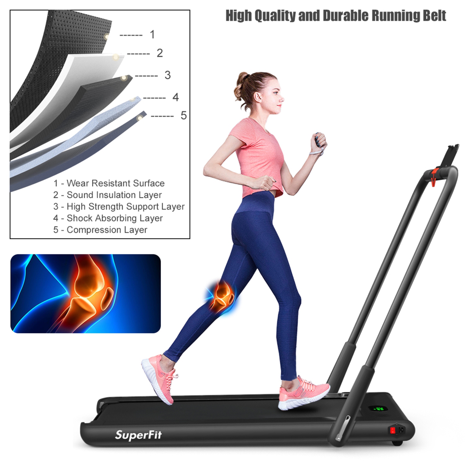 Gymax 2.25HP Under Desk Electric Pad Treadmill Running Machine w/ APP