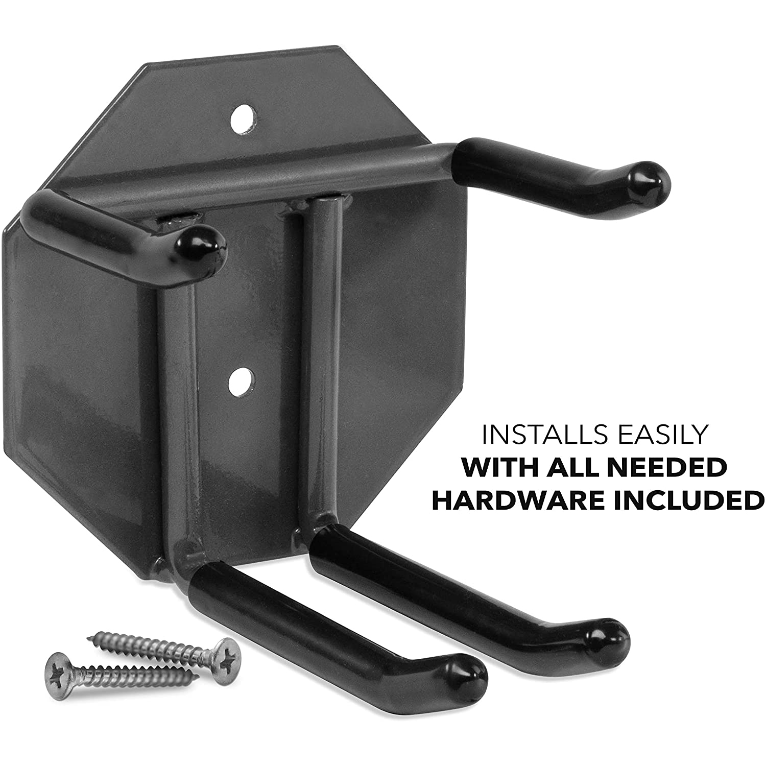 Ski Wall Mounted Rack, Holds 2 Pairs of Skis & Skiing Poles or Snowboard, for Home and Garage Storage, Wall Mounted, Heavy Duty, Rubber-Coated Hook,