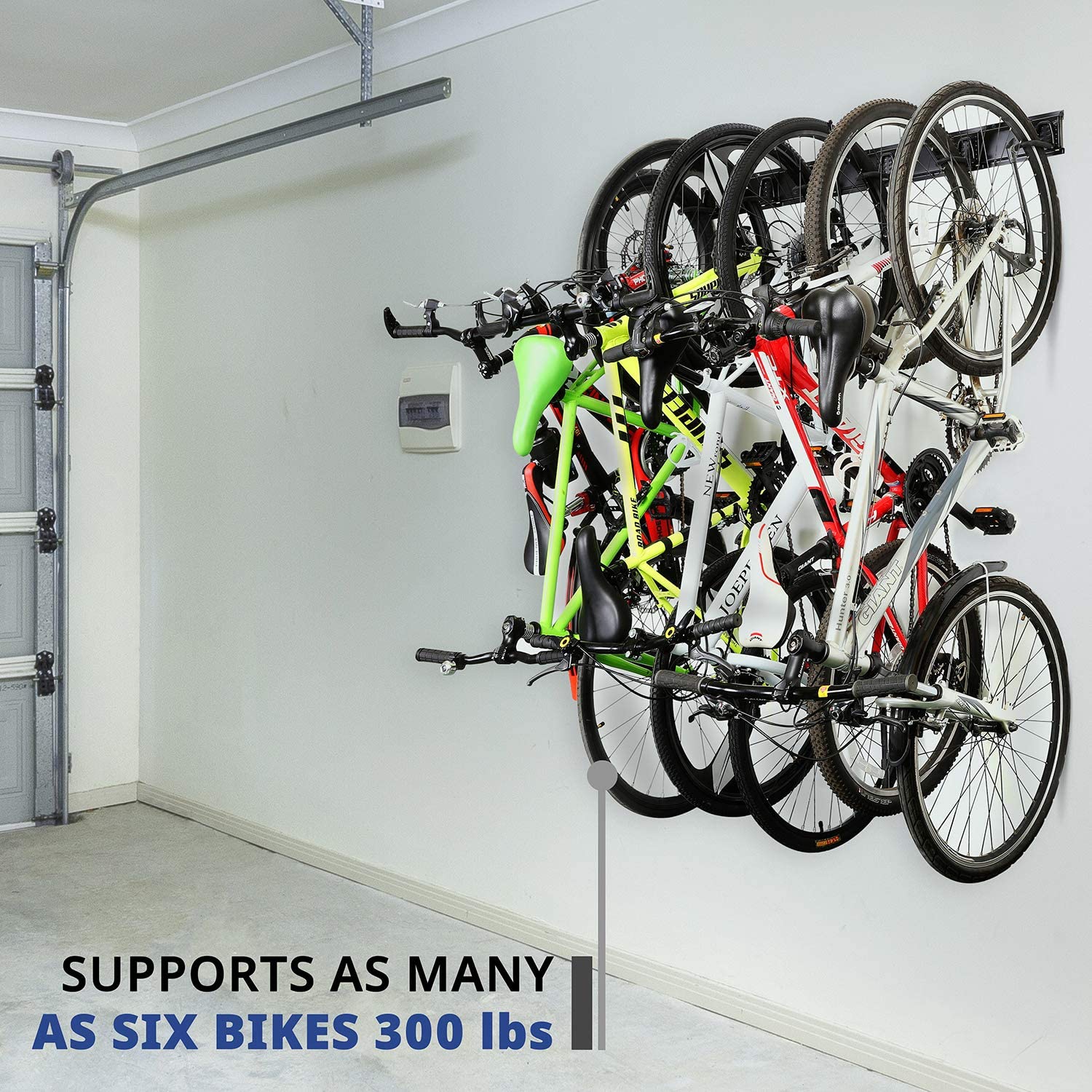 RaxGo Garage Bike Rack, Wall mounted Bicycle Storage Hanger, 6 Adjustable Hooks Universal for Indoor & Home Use