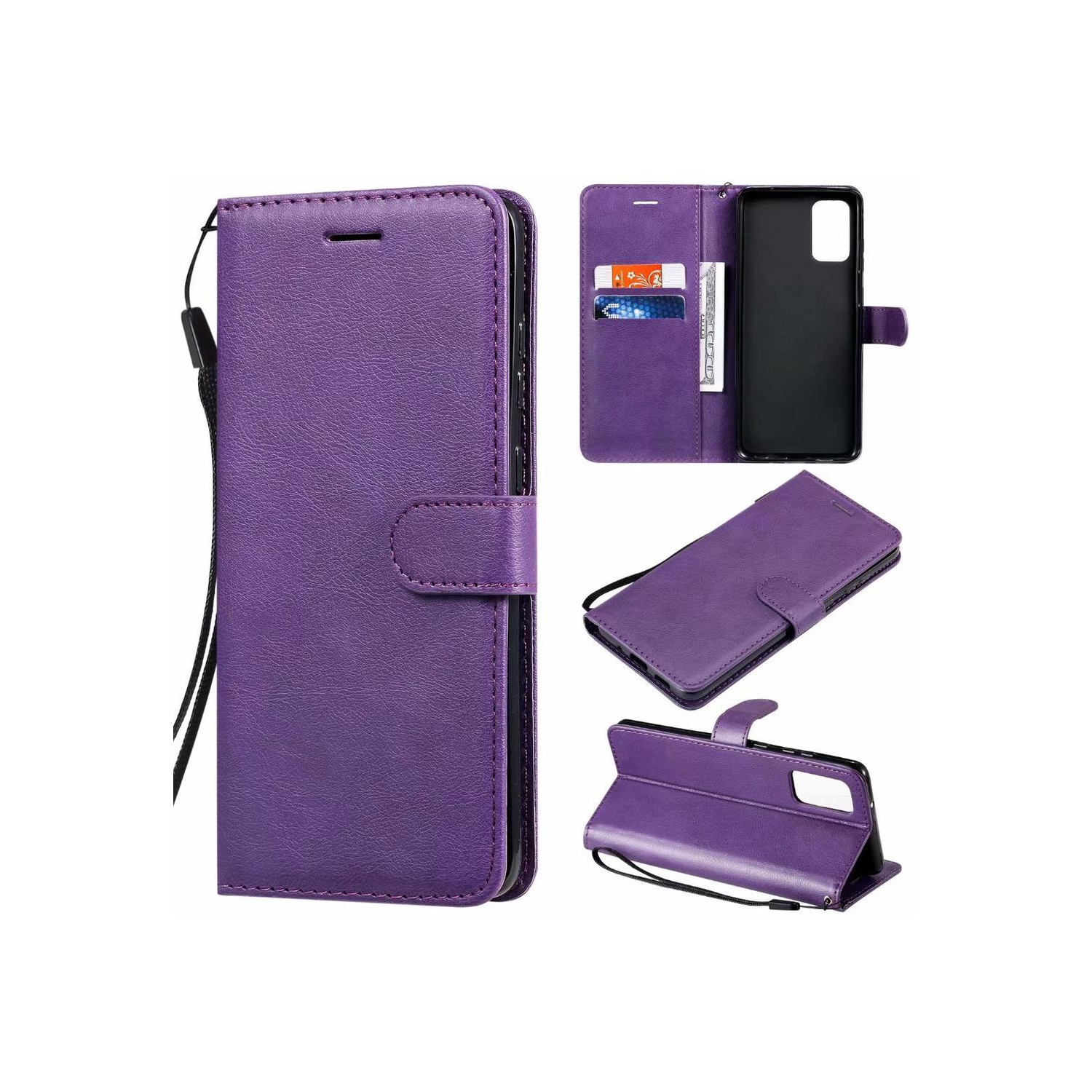 [CS] Samsung Galaxy A52 5G Case, Magnetic Leather Folio Wallet Flip Case Cover with Card Slot, Purple