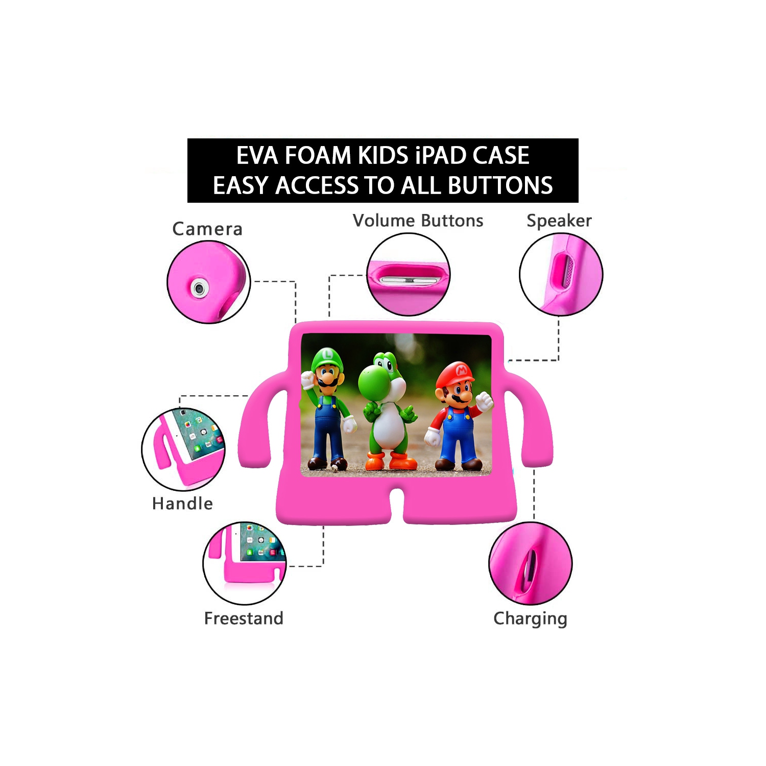 XCRS Kids Case Apple iPad 10.2-inch 9th Gen, 8th Gen (2020), 7th Gen (2019), Light Weight, Handle Friendly Cover with Free-Stand, Durable, EVA Foam