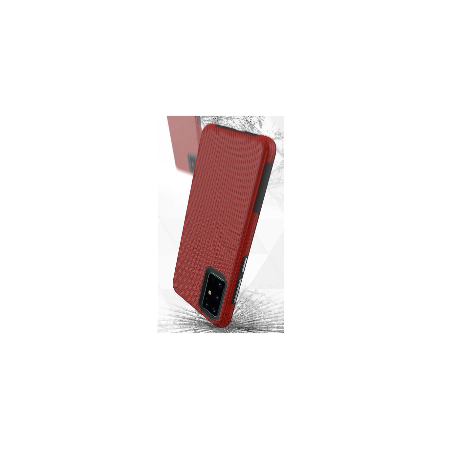 TopSave Triangle Pattern PC Back+Inner TPU Dual Layer Hybrid Case For Samsung A52 5G 6.5", Red