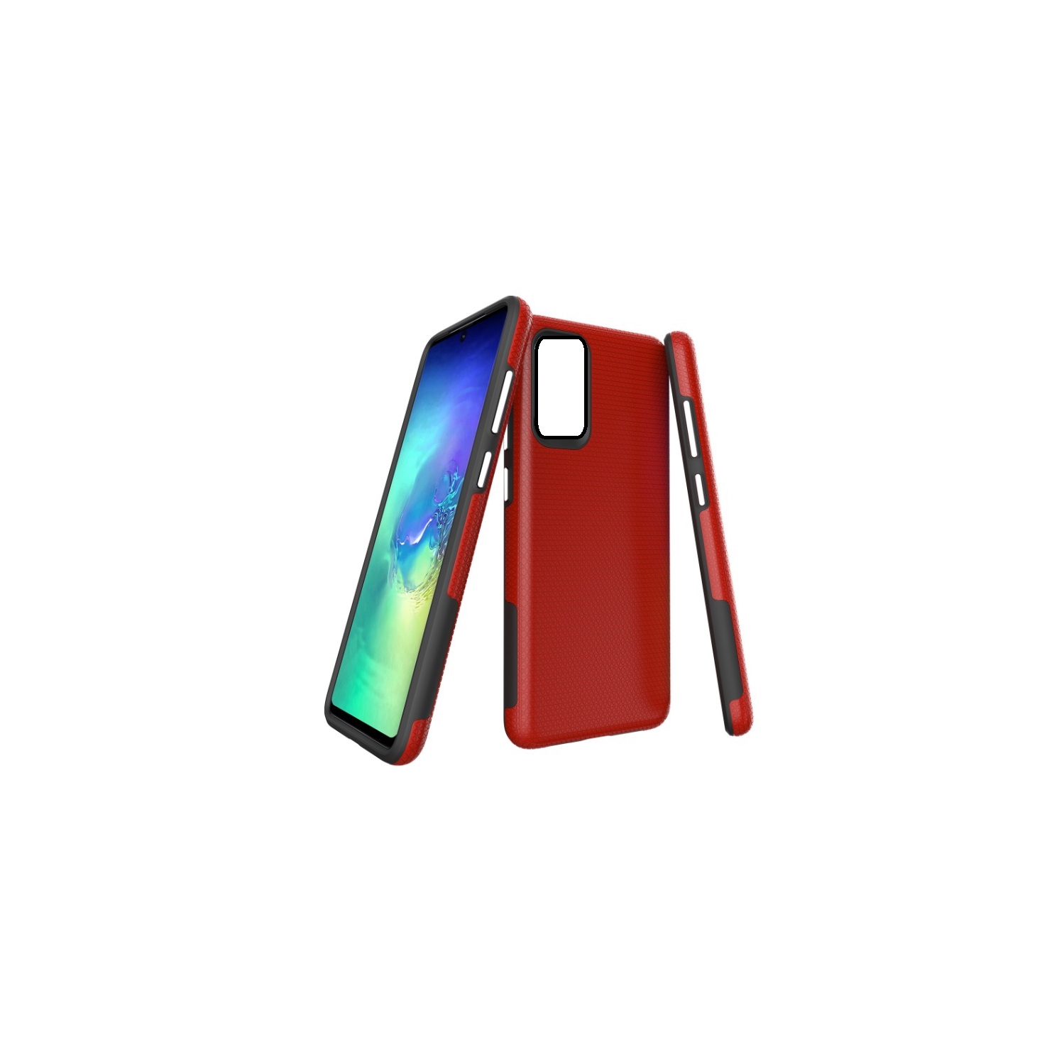 TopSave Triangle Pattern PC Back+Inner TPU Dual Layer Hybrid Case For Samsung A52 5G 6.5", Red