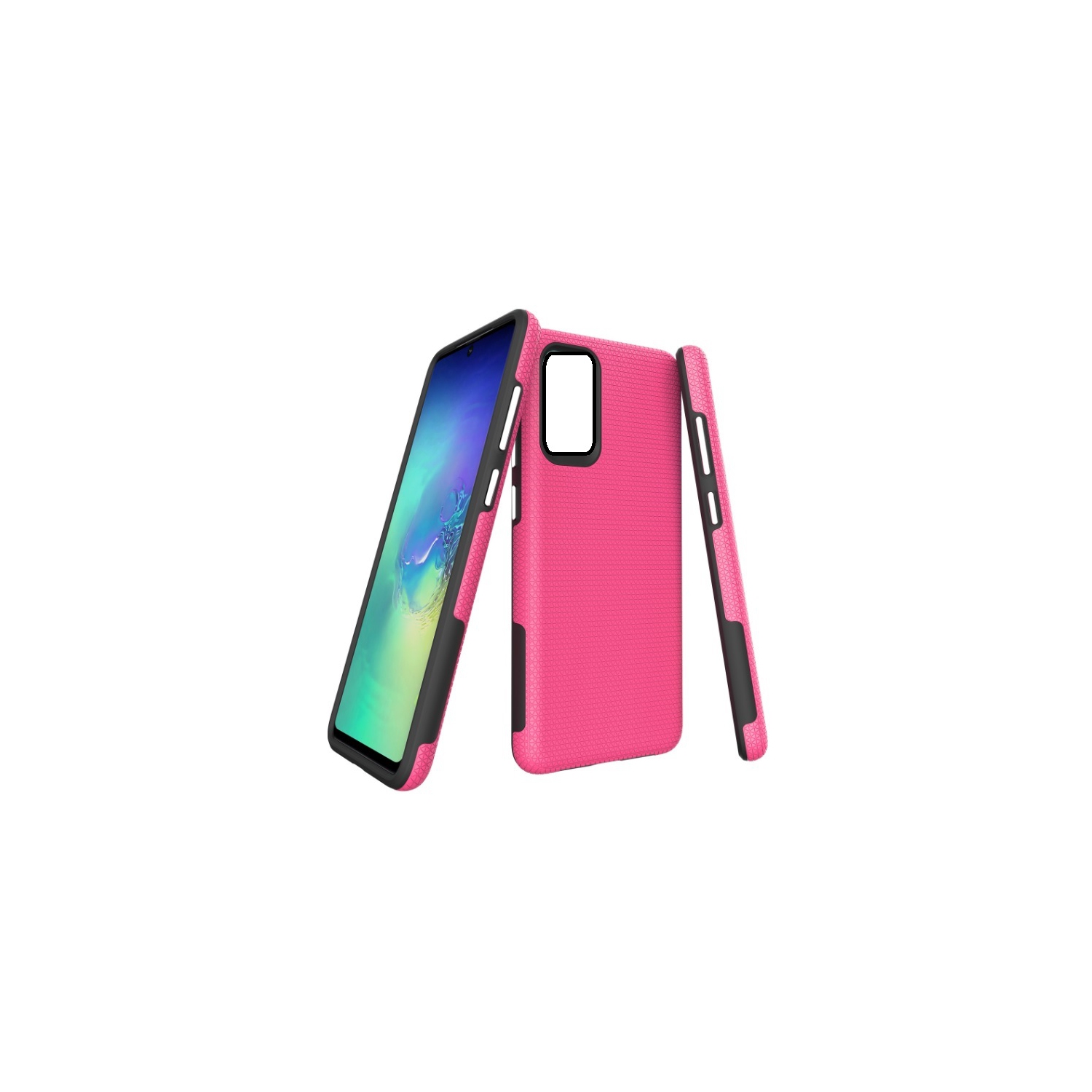 TopSave Triangle Pattern PC Back+Inner TPU Dual Layer Hybrid Case For Samsung A52 5G 6.5", Pink