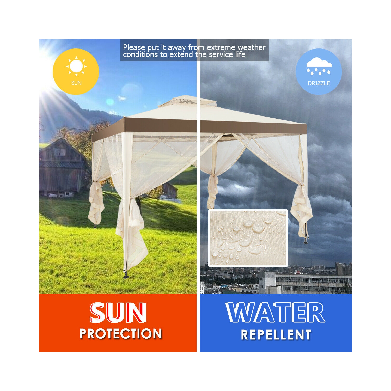 Gymax 10'x 10' Canopy Gazebo Tent Shelter W/Mosquito Netting Outdoor Patio