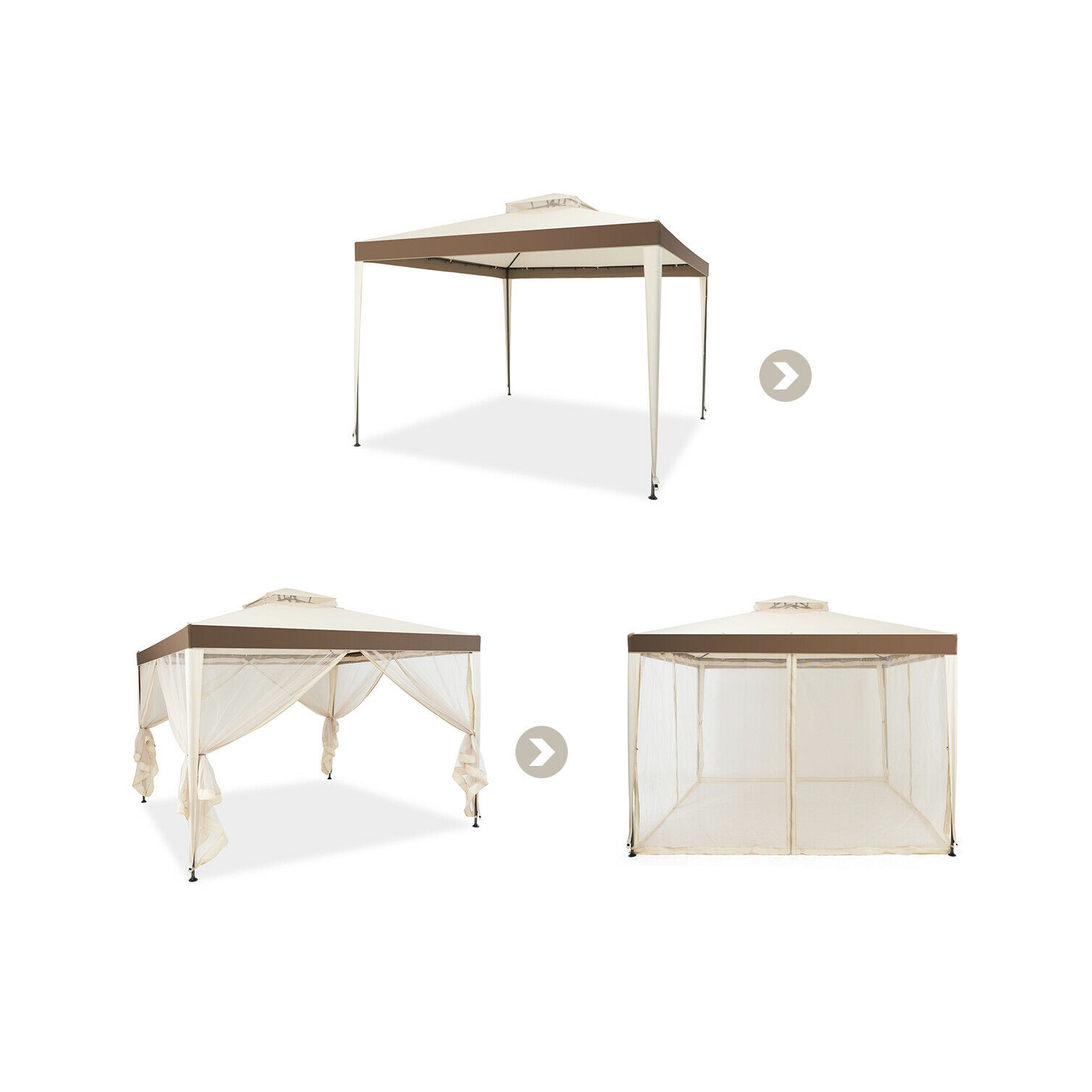 Gymax 10'x 10' Canopy Gazebo Tent Shelter W/Mosquito Netting Outdoor Patio