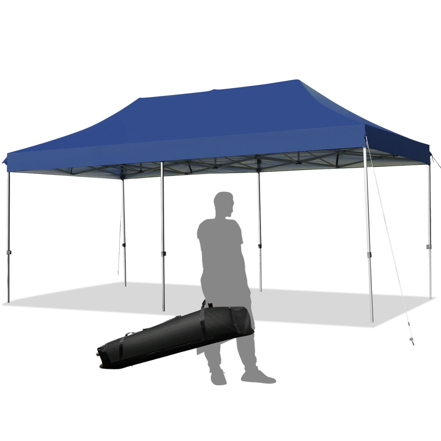 Gymax 10'x20' Pop up Canopy Tent Folding Heavy Duty Sun Shelter Adjustable W/Bag Blue