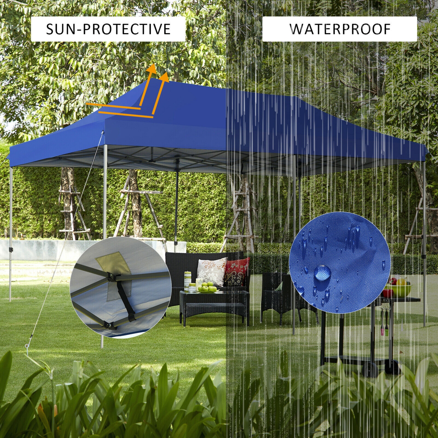 Gymax 10'x20' Pop up Canopy Tent Folding Heavy Duty Sun Shelter Adjustable W/Bag Blue