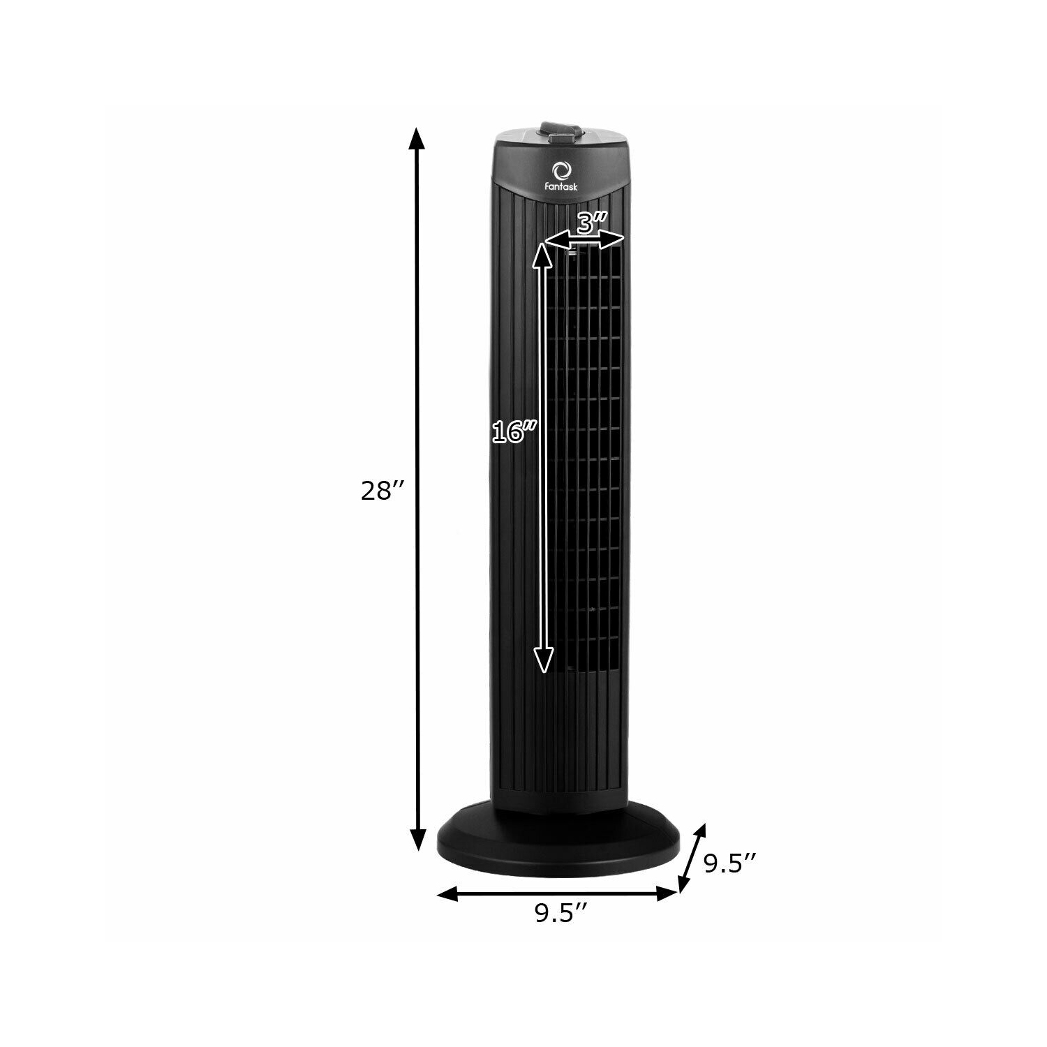 Gymax 28'' Portable Oscillating Tower Fan w/ 3 Speed Low Noise Home Office Black
