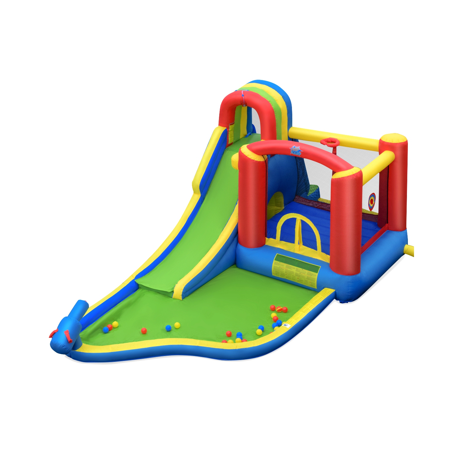 Gymax Inflatable Bounce House Jungle Jumping Bouncer Double Slides Park w/ Blower