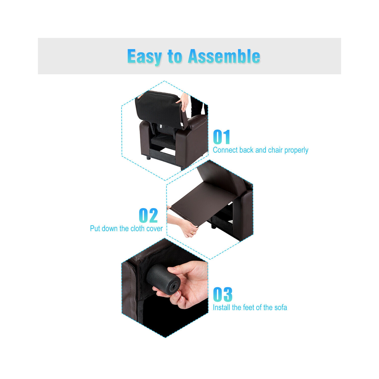 Gymax Deluxe Padded Kids Sofa Armchair Recliner Headrest Children w/ Storage Arm Brown