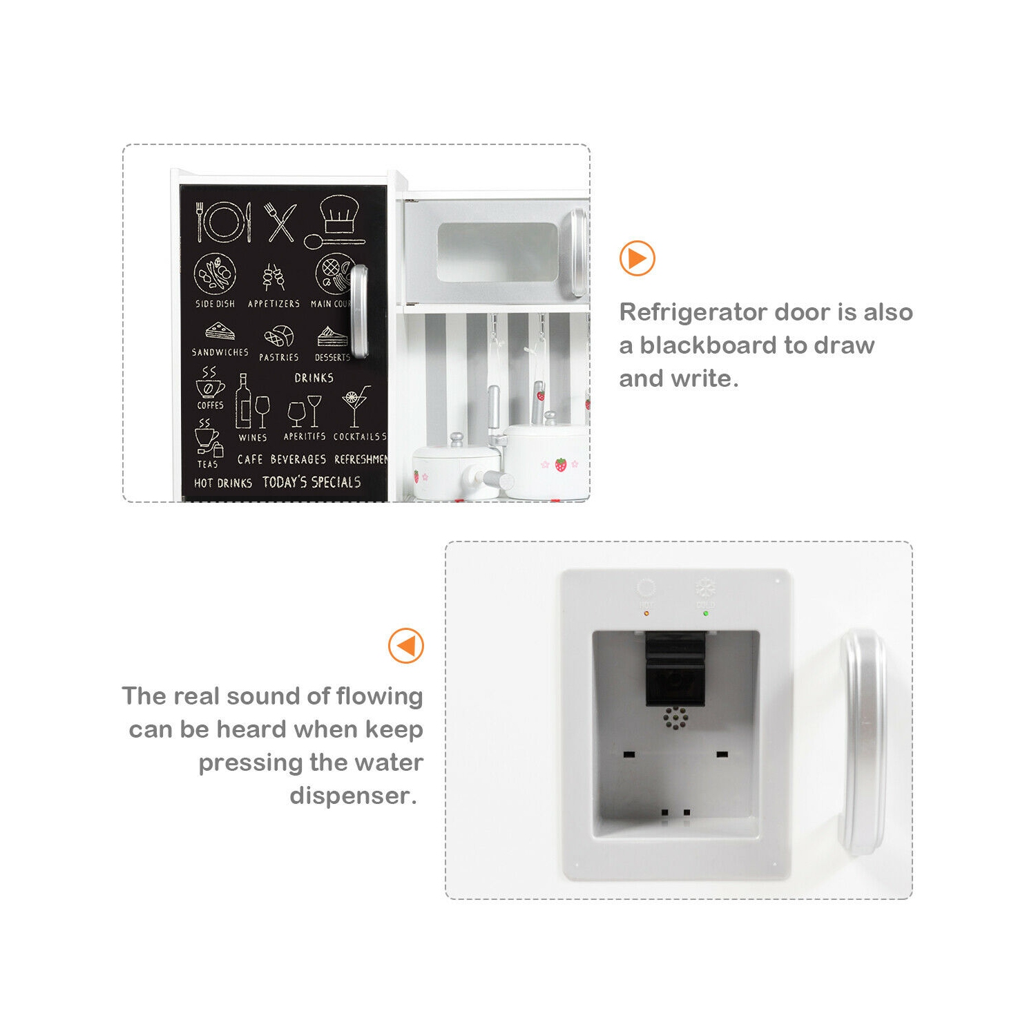 Gymax Kids Wooden Pretend Kitchen Playset Cooking Toys w/ Utensils Sounds & Wordpad