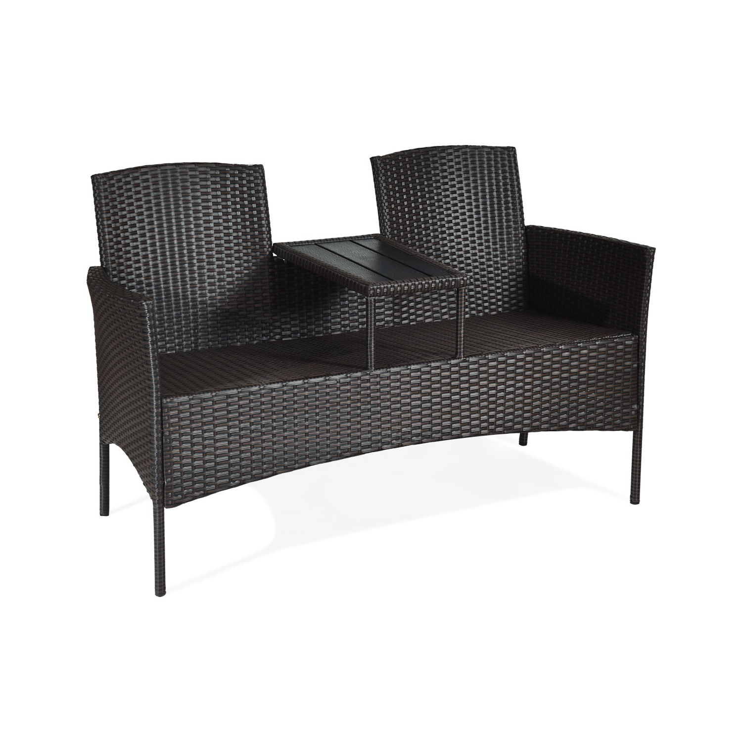 Ensemble de mobilier en rotin avec table basse intégrée et Coussin marque Gymax