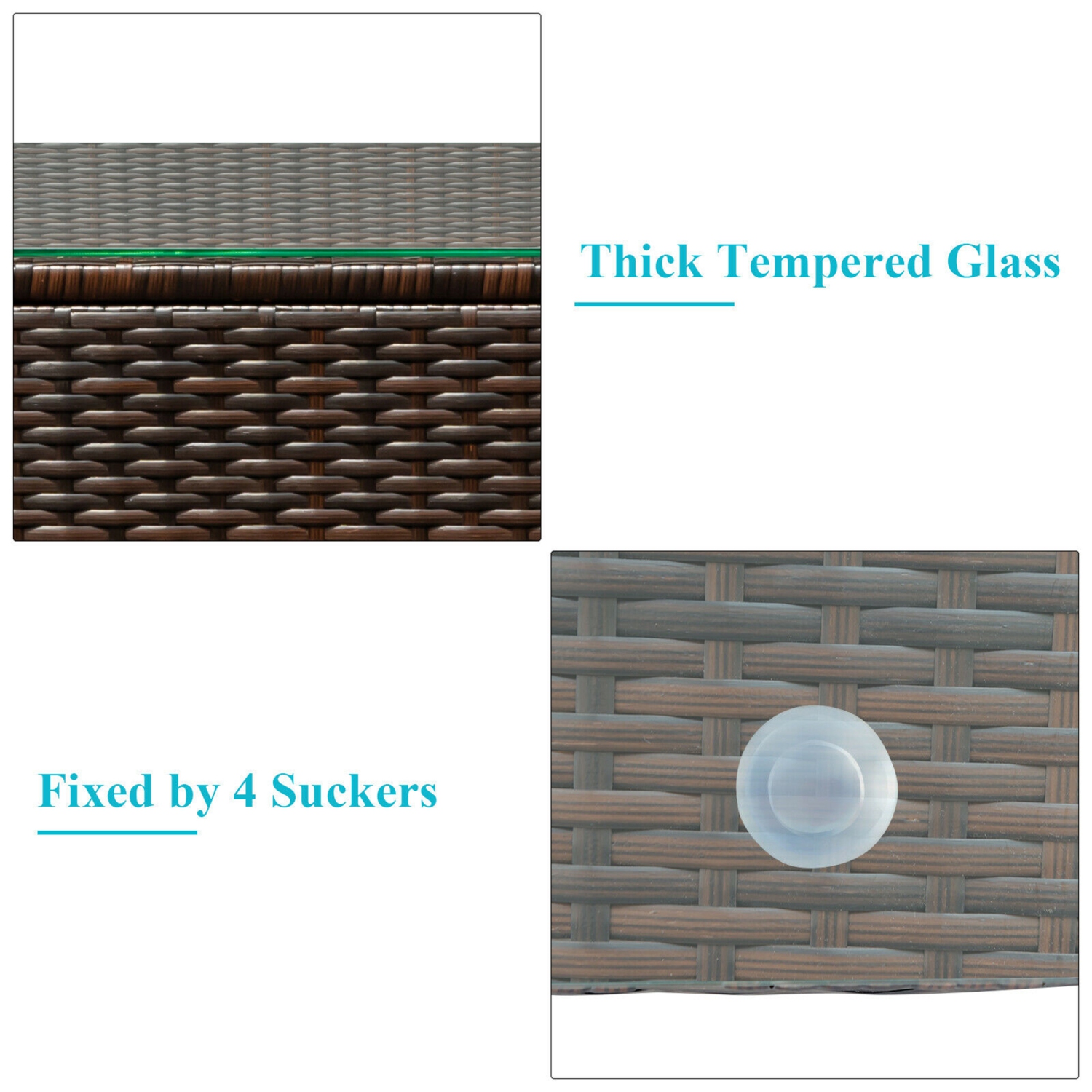 Ensemble de meubles de patio de 3 pièces en rotin Gymax avec coussins turquoise