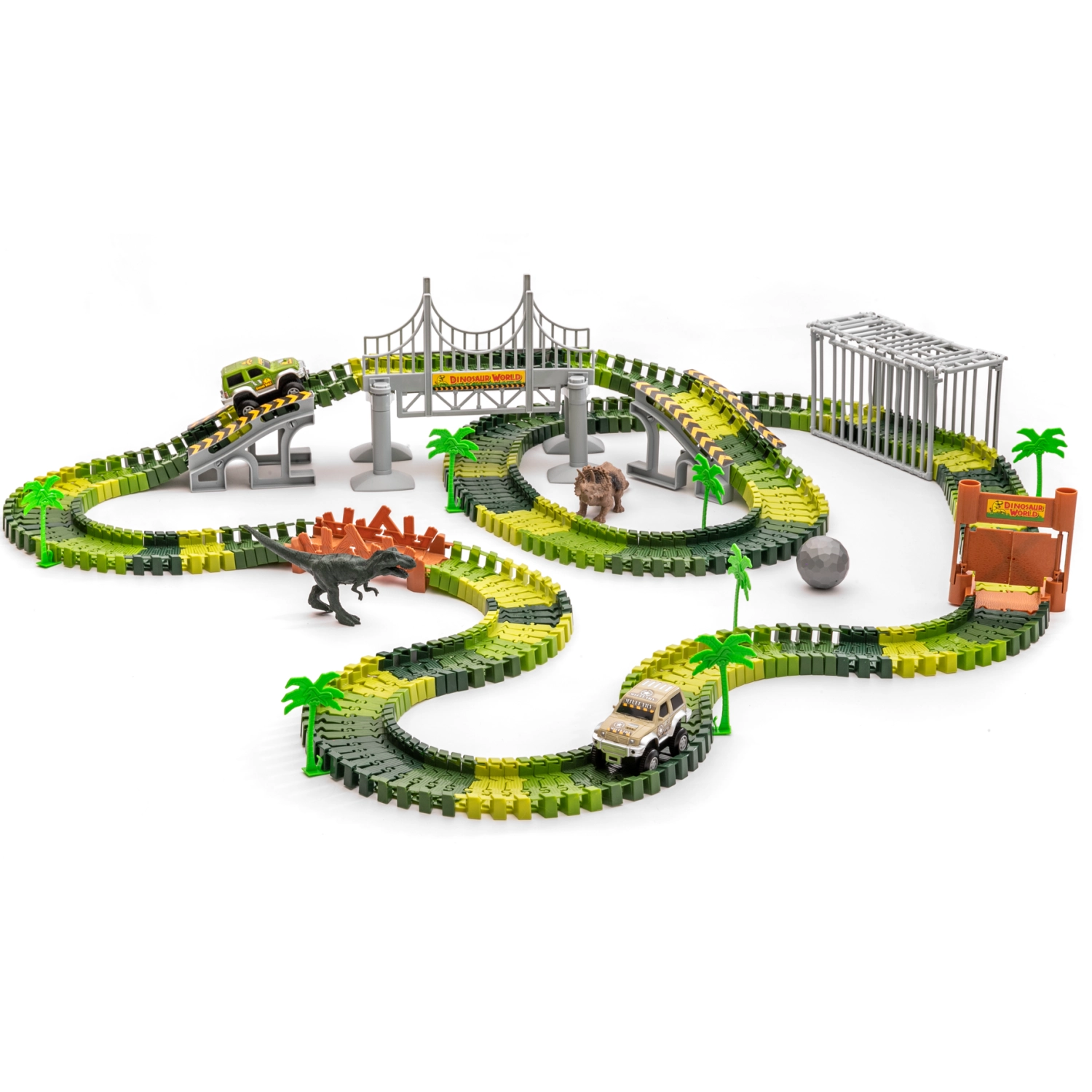 JitteryGit Dinosaur Toys Race Car Track STEM Set | Christmas Gifts