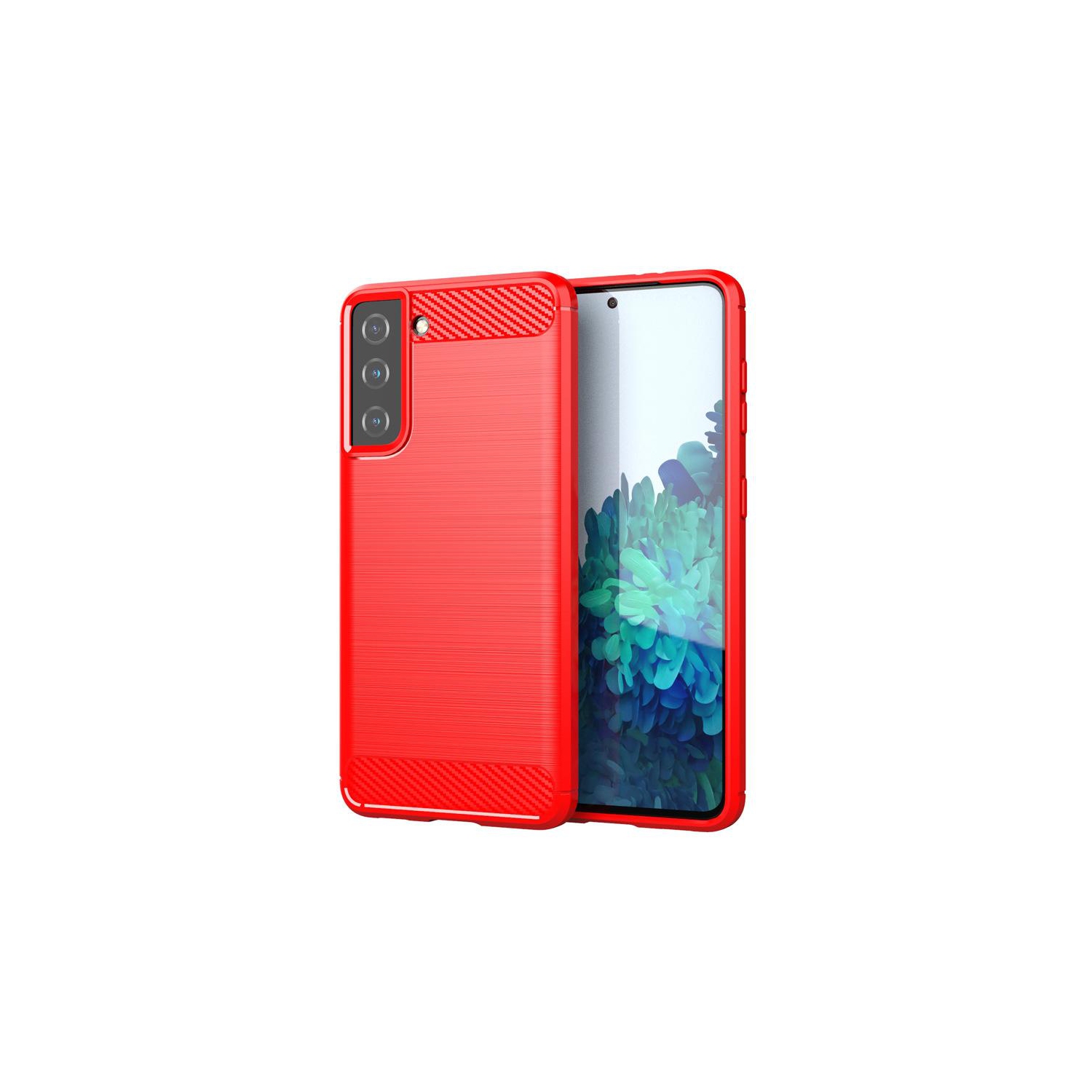 PANDACO Red Brushed Metal Case for Samsung Galaxy S21