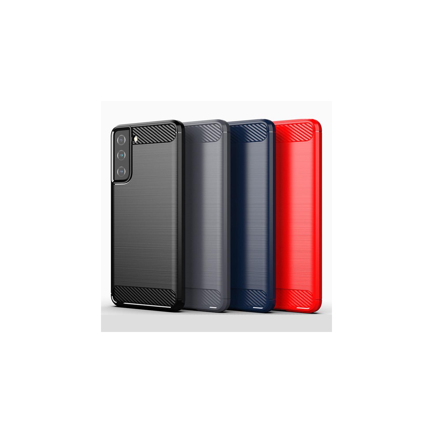 PANDACO Red Brushed Metal Case for Samsung Galaxy S21