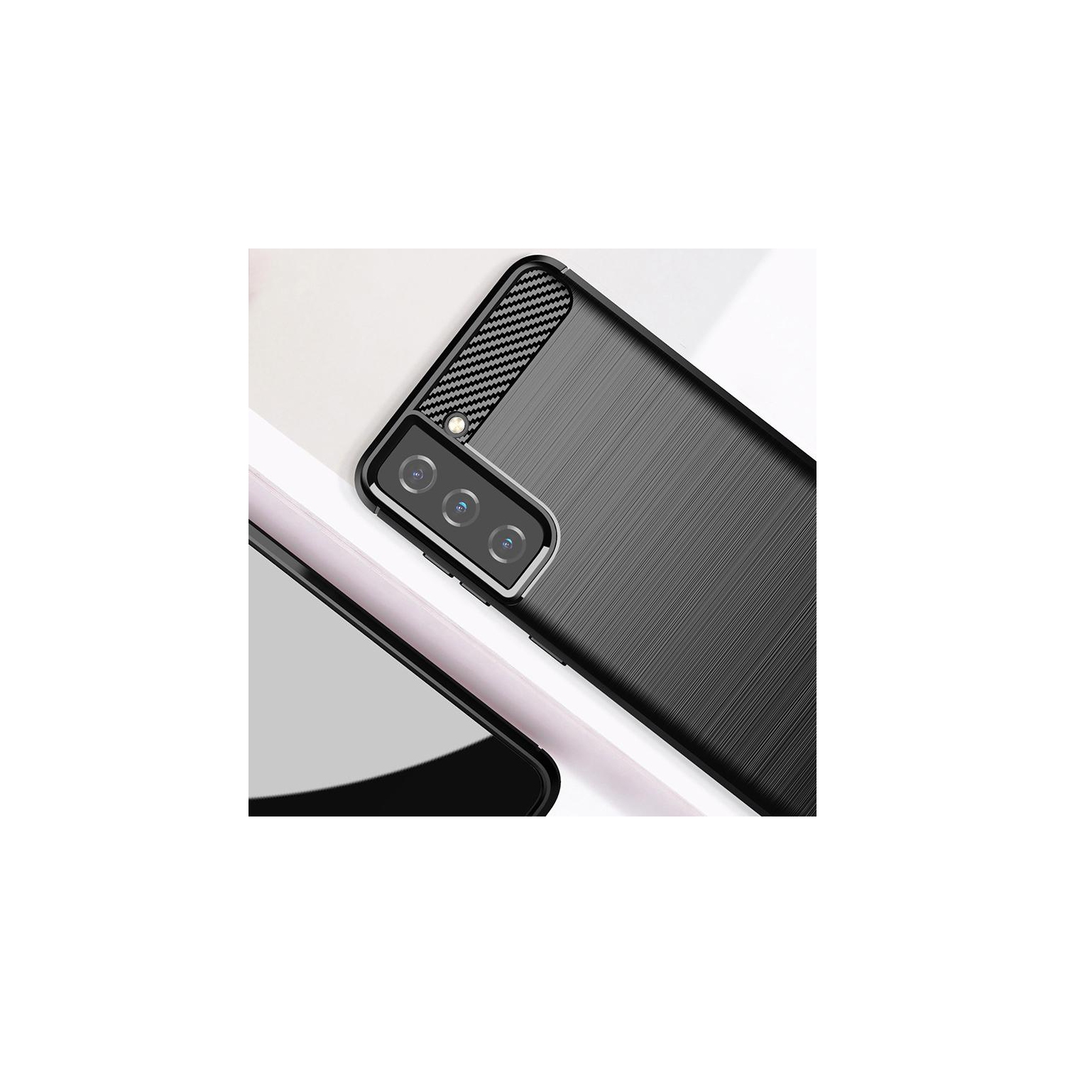 PANDACO Black Brushed Metal Case for Samsung Galaxy S21