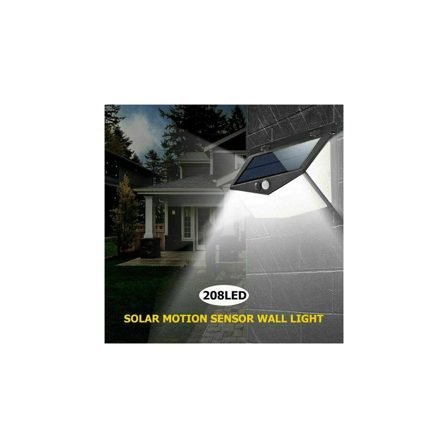 ISTAR Solar Motion Sensor Lights Outdoor, 208 LED Courtyard Wall Lights, Wireless Sensor Security Flood Lights, 270° Wide Angle Lighting, IP65