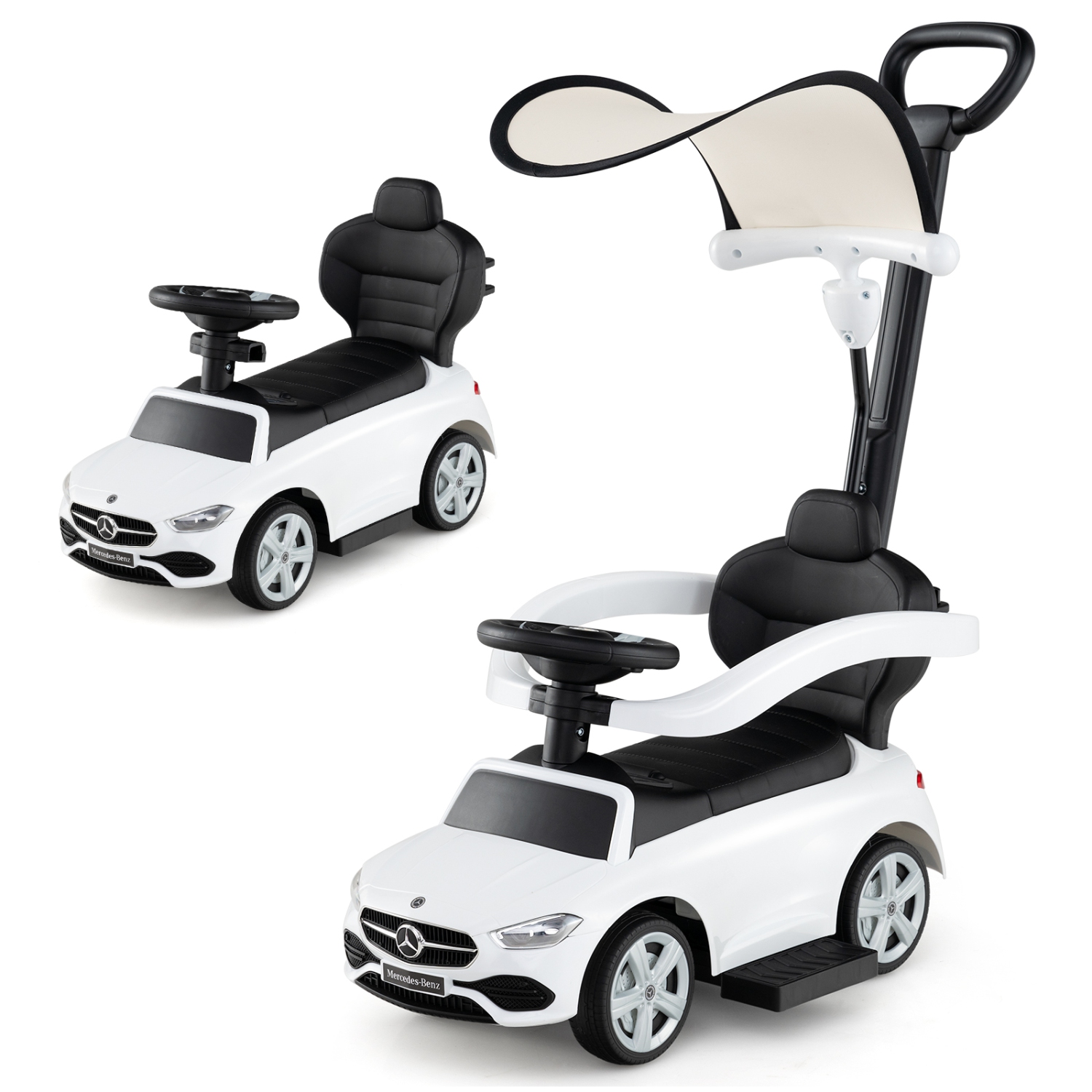 Costway 3 in 1 Ride on Push Car Mercedes Benz Toddler Stroller Sliding Car