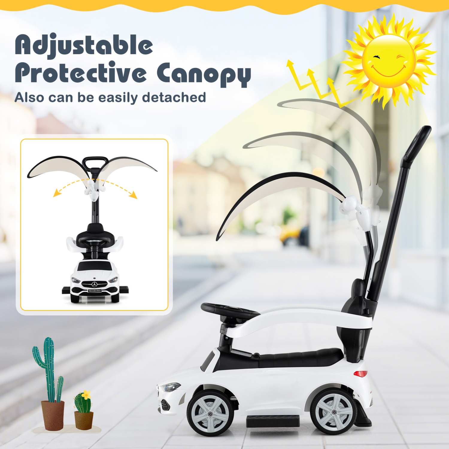 Costway 3 in 1 Ride on Push Car Mercedes Benz Toddler Stroller Sliding Car