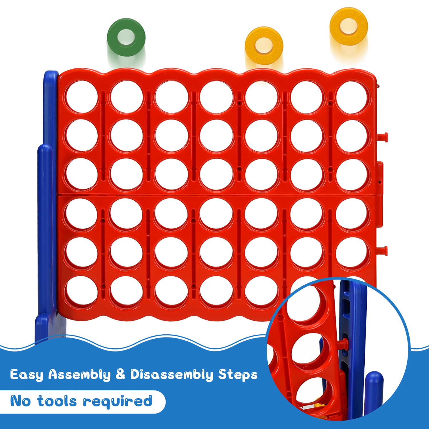 Costway 4-in-A Row Giant Game Set w/Basketball Hoop for Kids & Adults