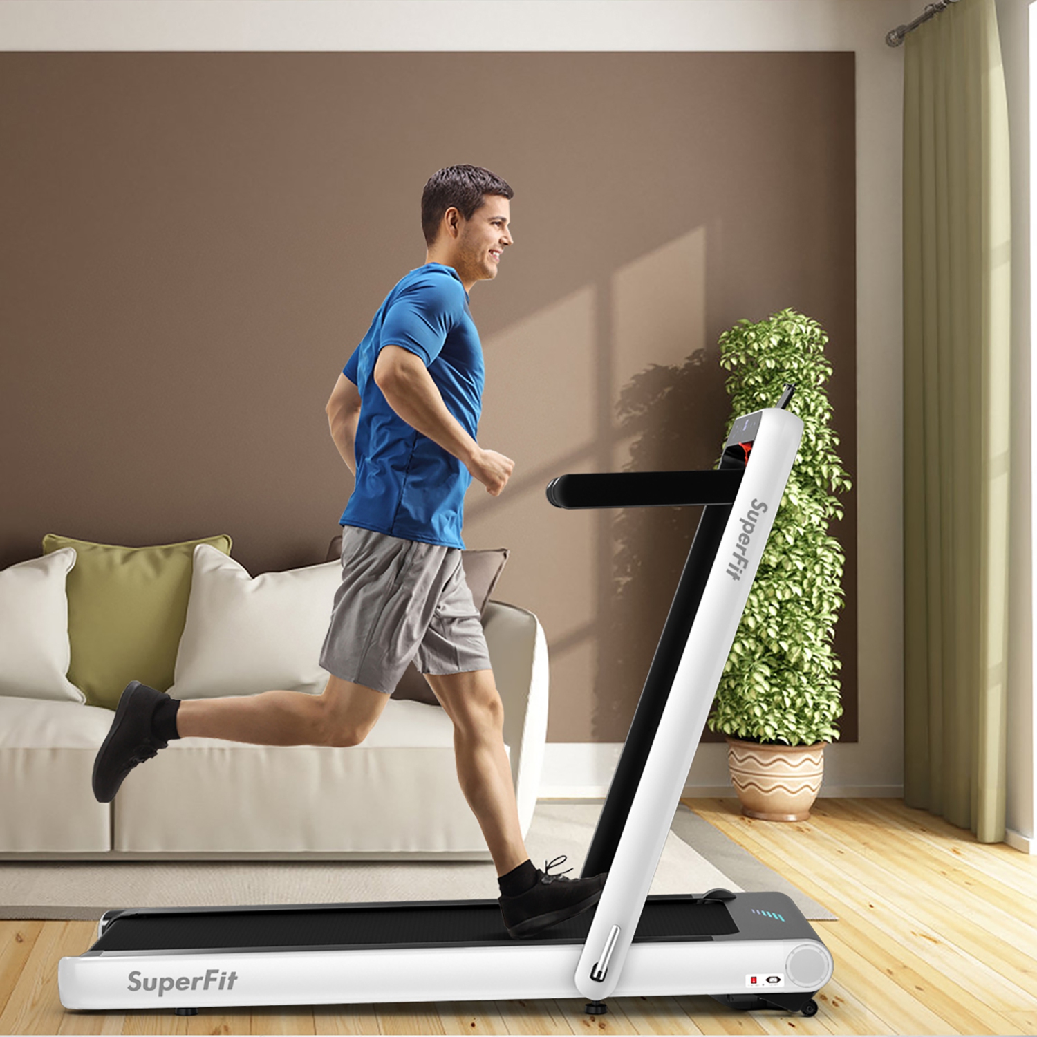 SuperFit 4.75HP 2 In 1 Folding Treadmill W/Remote APP Control Bluetooth