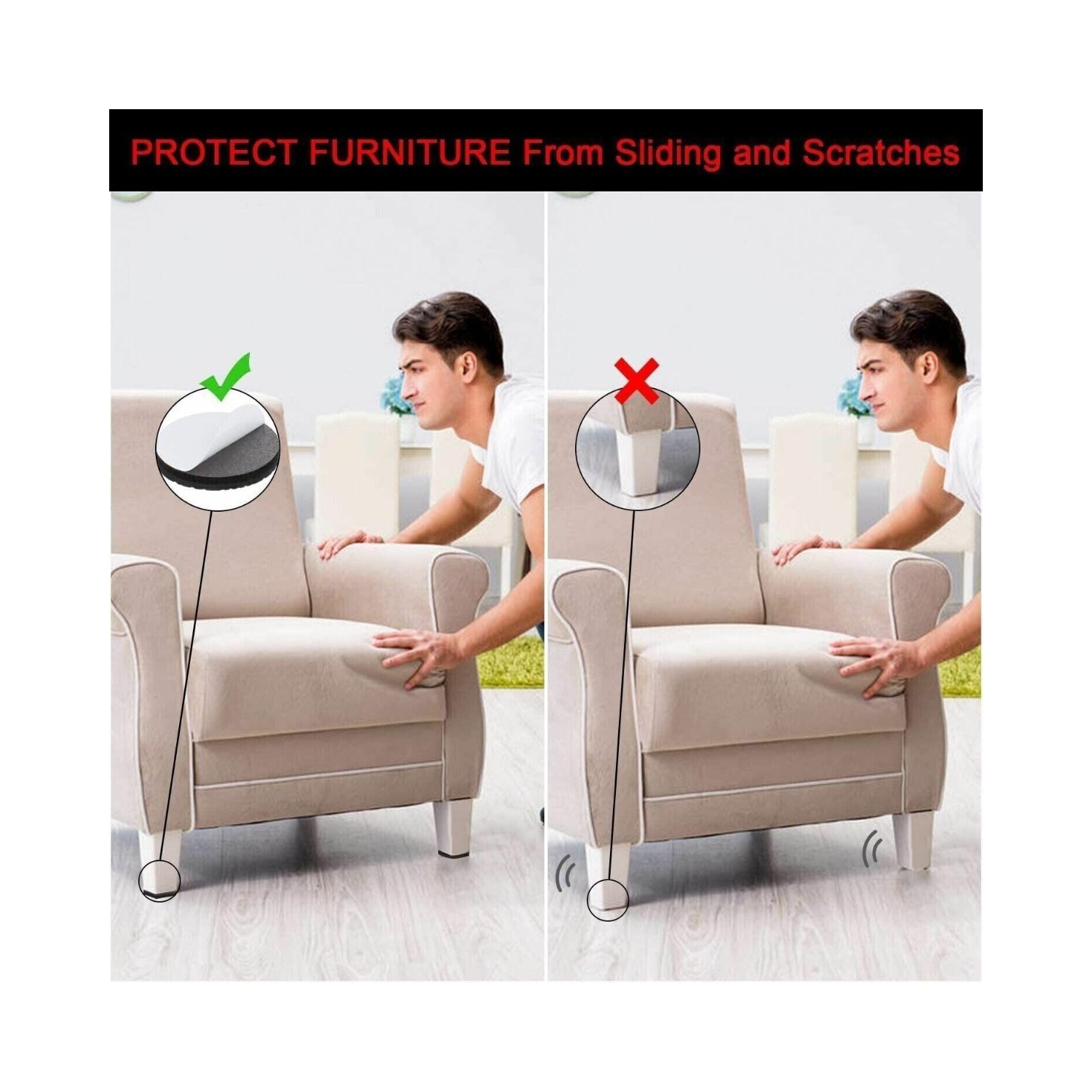 ISTAR Non Slip Felt Furniture Pads Great Furniture Pads Best Furniture Grippers - Rubber Feet - Floor Protectors - Non Skid Pads for Keep in Place