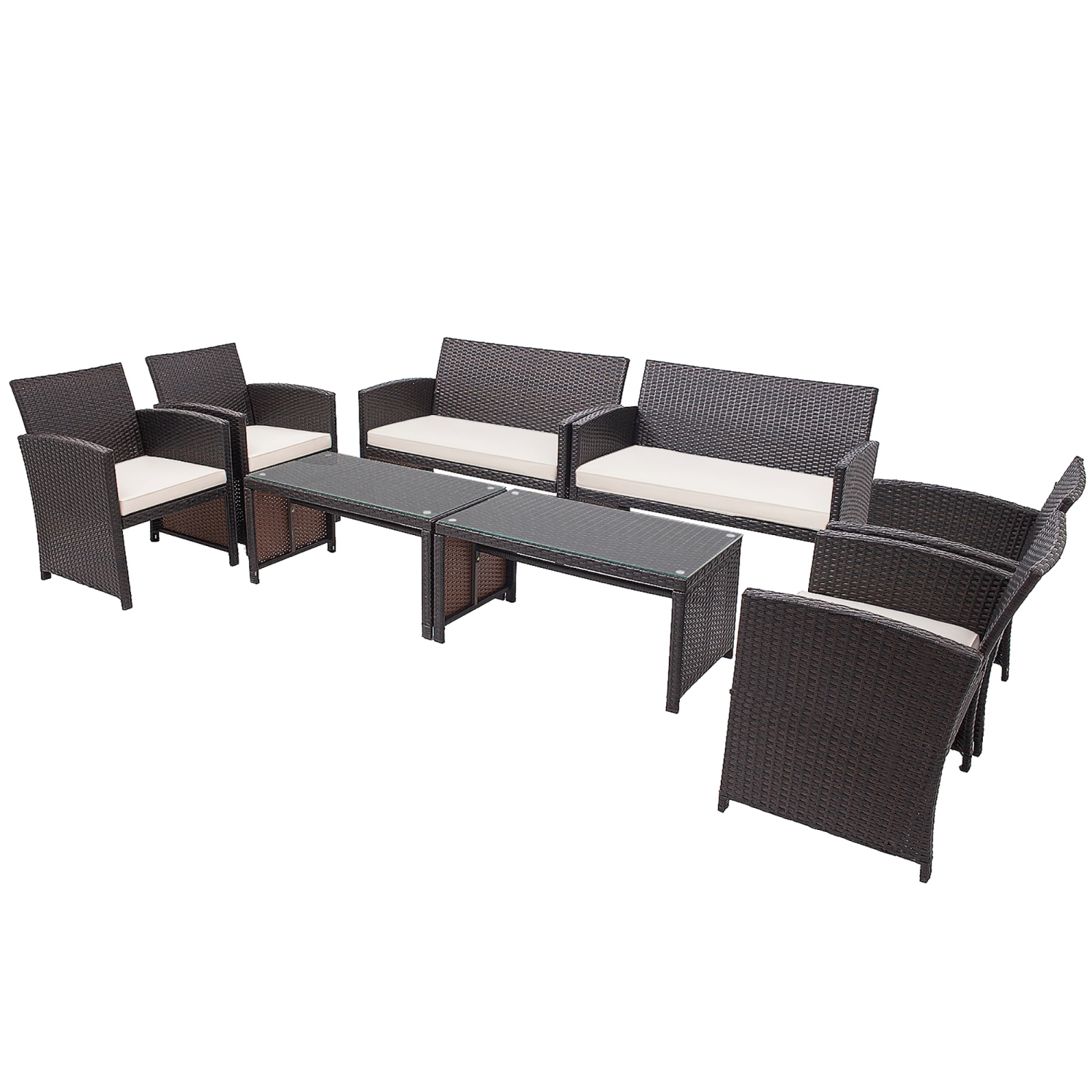 Costway 8PCS Patio Rattan Furniture Set Cushioned Chair Sofa Coffee Table