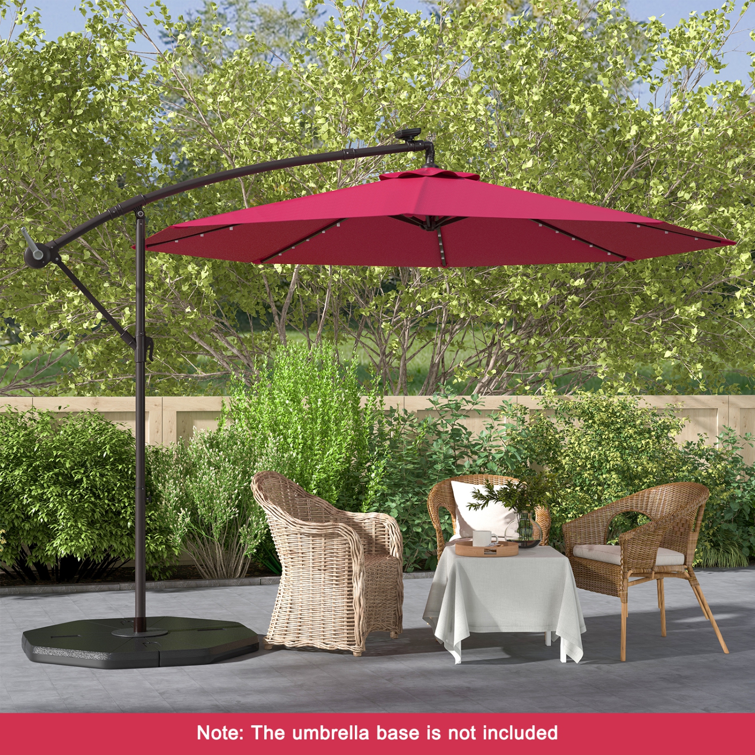 Costway 10 Ft Patio Solar LED Offset Umbrella 40 Lights Crank Cross Base