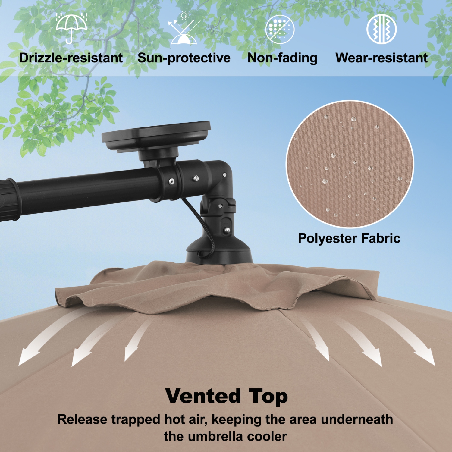 Costway 10 Ft Patio Solar LED Offset Umbrella 40 Lights Crank Cross Base