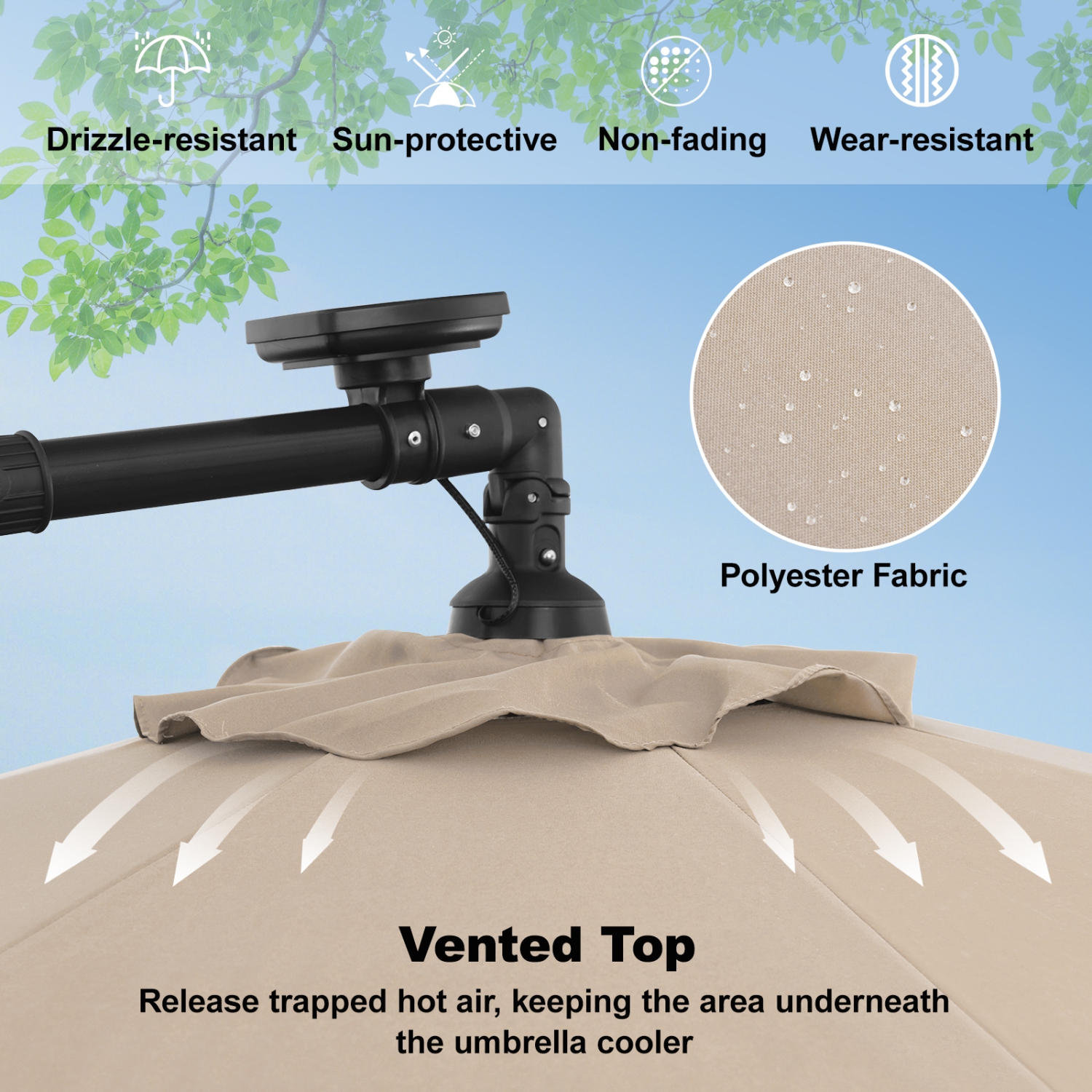 Costway 10 Ft Patio Solar LED Offset Umbrella 40 Lights Crank Cross Base