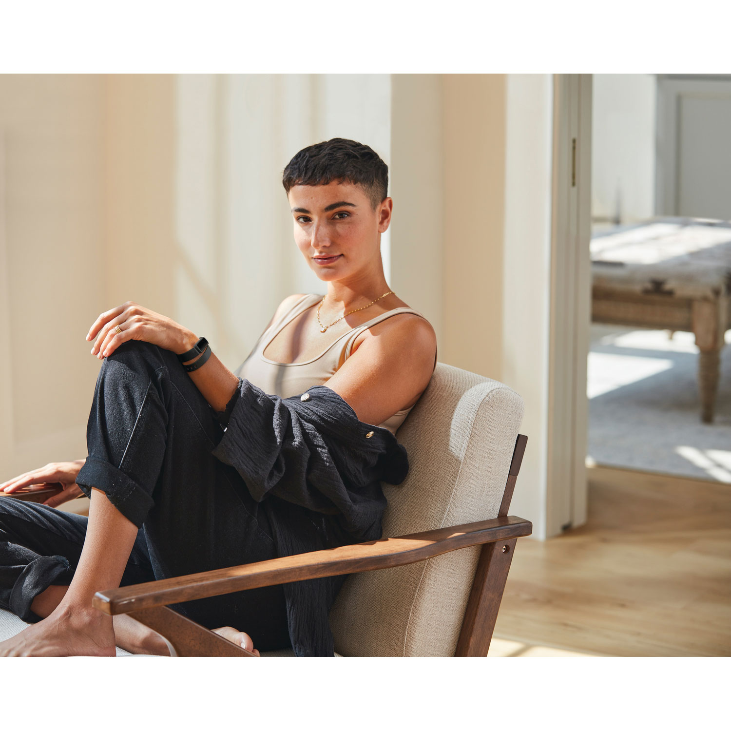 Bracelet en cuir pour le Luxe de Fitbit - Noir