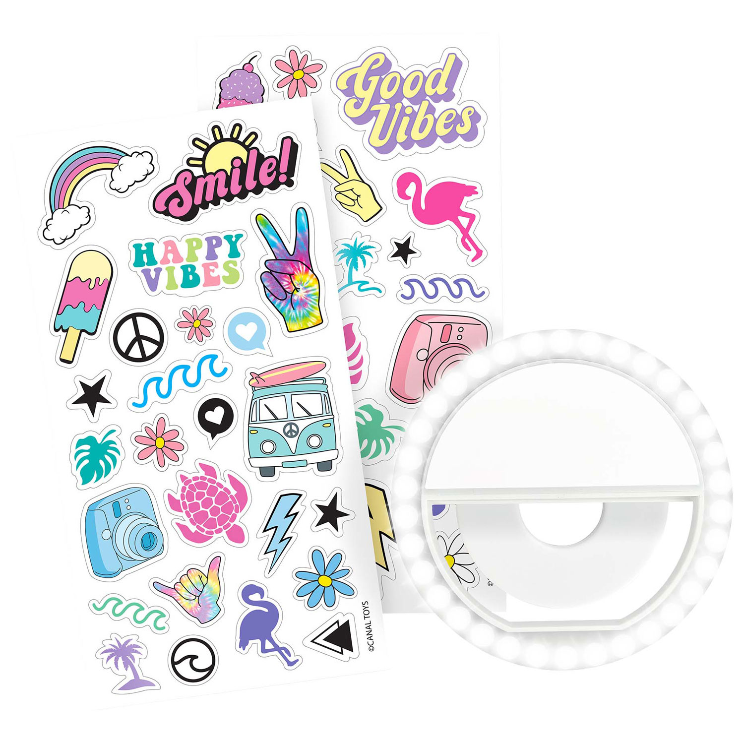 Canal Toys Clip-On LED Phone Ring Light with Sticker Sheets