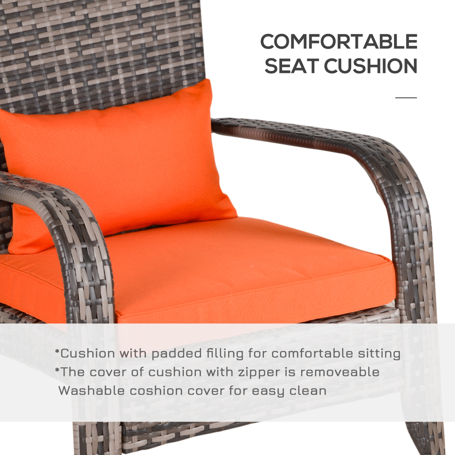 Outsunny Patio Wicker Adirondack Chair, Outdoor PE Rattan Fire Pit Chair, Muskoka Chair w/ Soft Cushions, Tall Curved Backrest and Comfortable