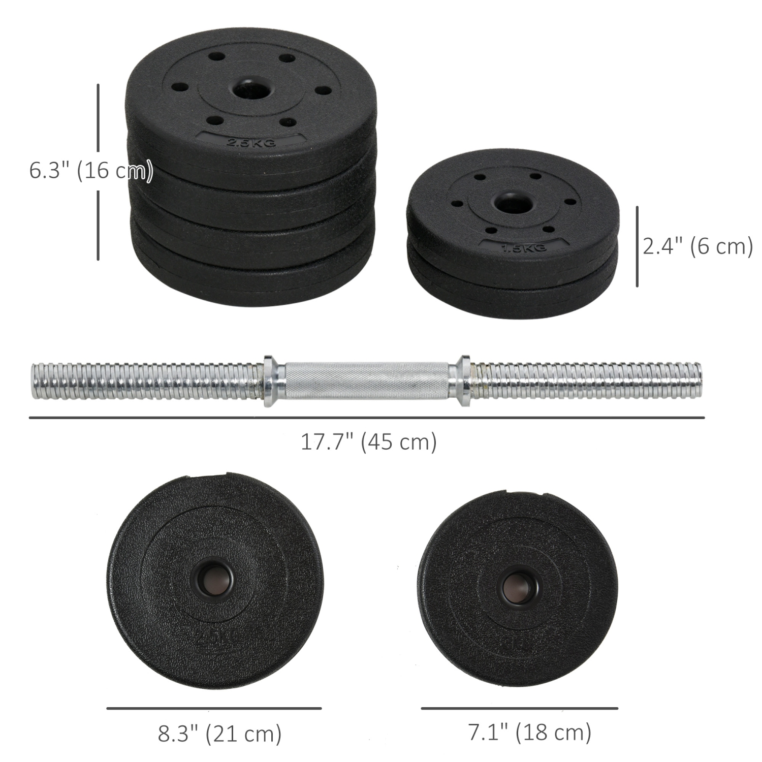 Soozier 66 lbs Adjustable Dumbbells Weight Set Dumbbell Hand Weight Barbell for Body Fitness Lifting Training for Home Office Gym, Black