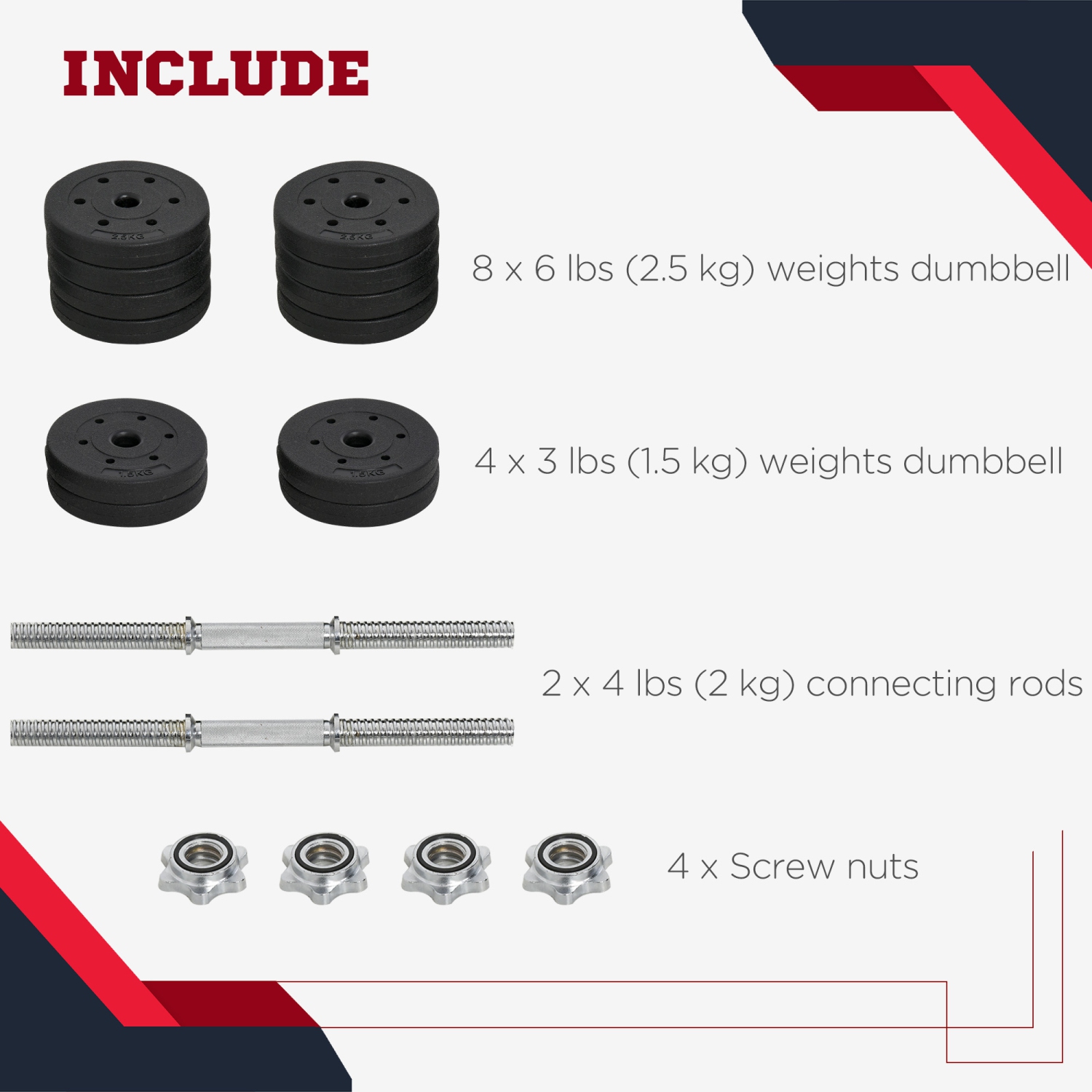 Soozier 66 lbs Adjustable Dumbbells Weight Set Dumbbell Hand Weight Barbell for Body Fitness Lifting Training for Home Office Gym, Black