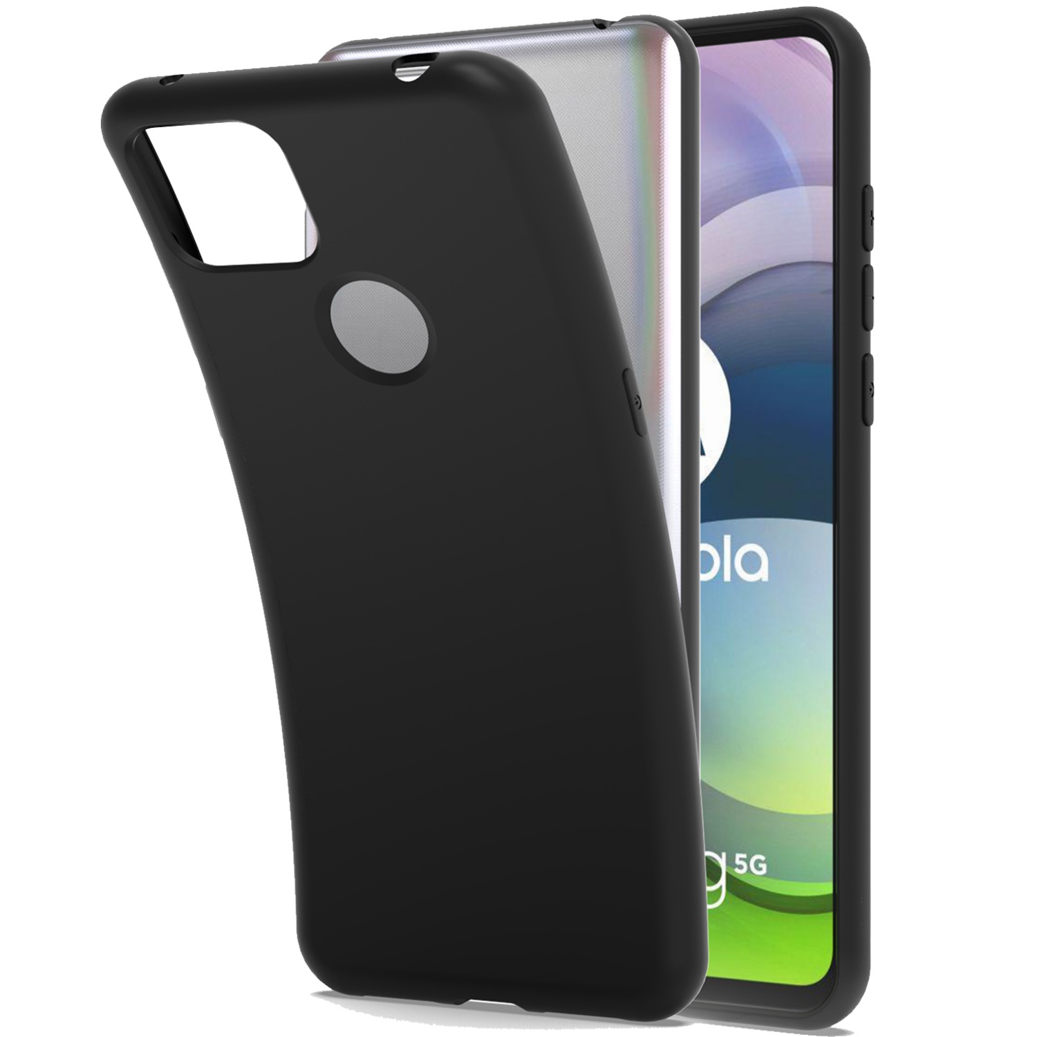 TopSave Soft Gel Rubber Matt Back TPU w/Glossy Bumper Case For Motorola Moto One 5G Ace 6.7", Black